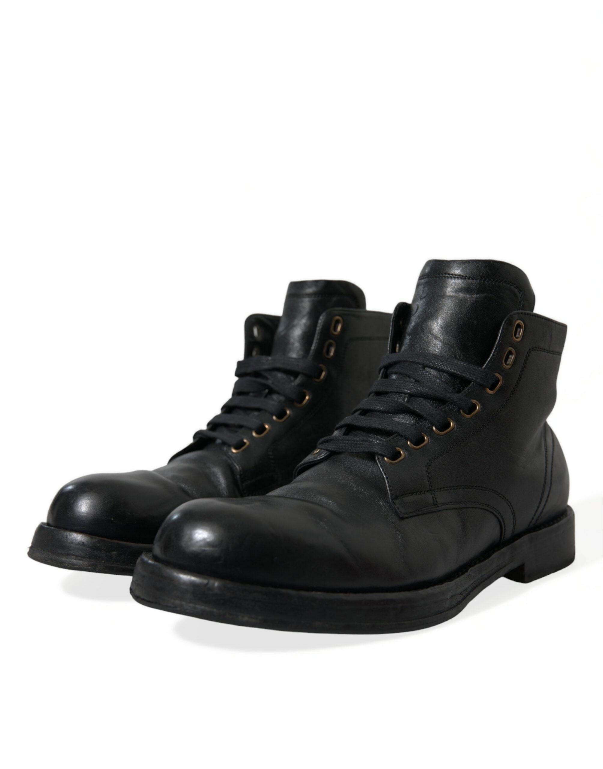 Dolce & Gabbana Elegante Stiefeletten aus schwarzem Pferdeleder