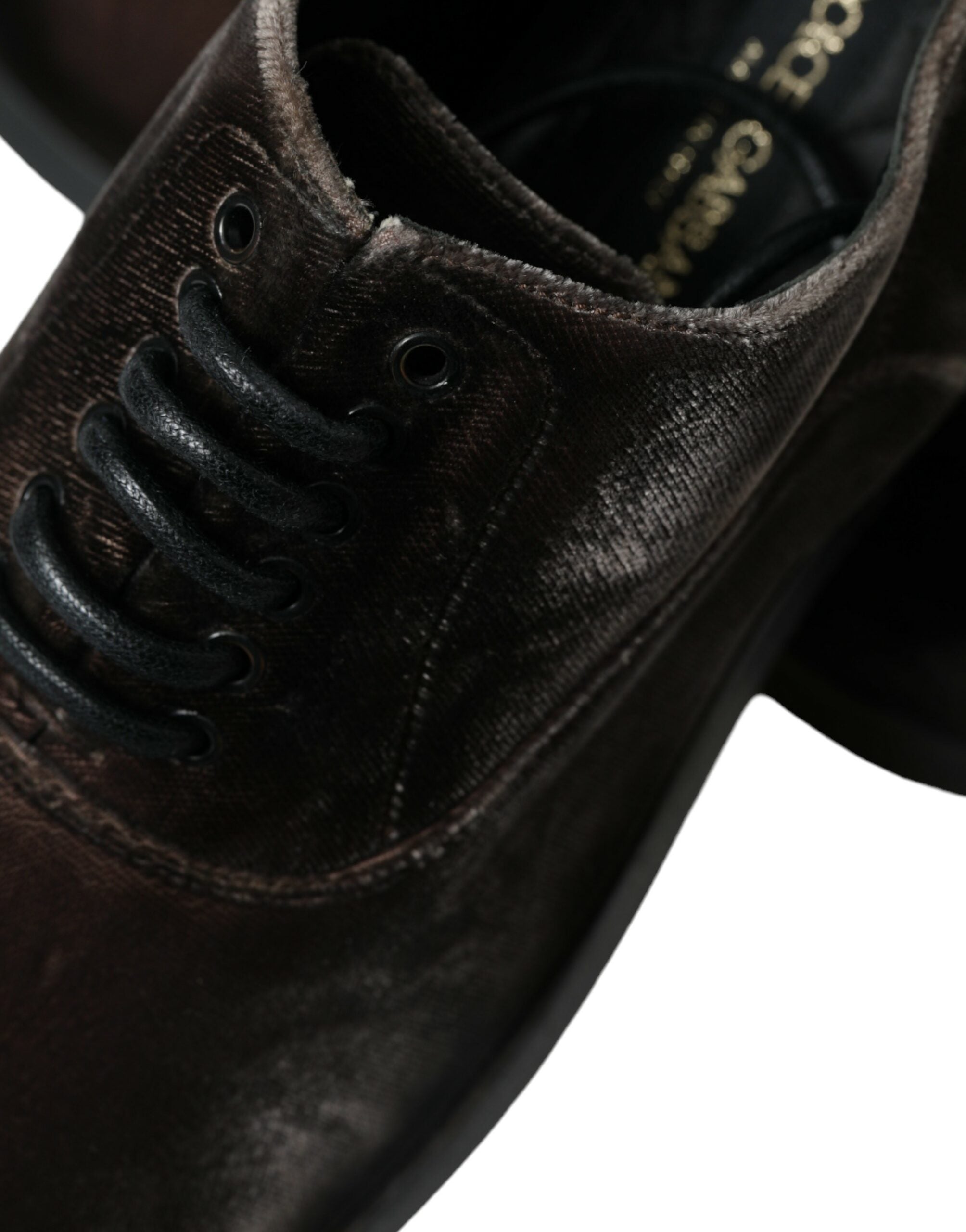 Dolce & Gabbana – Elegante Oxford-Schnürschuhe aus braunem Samt