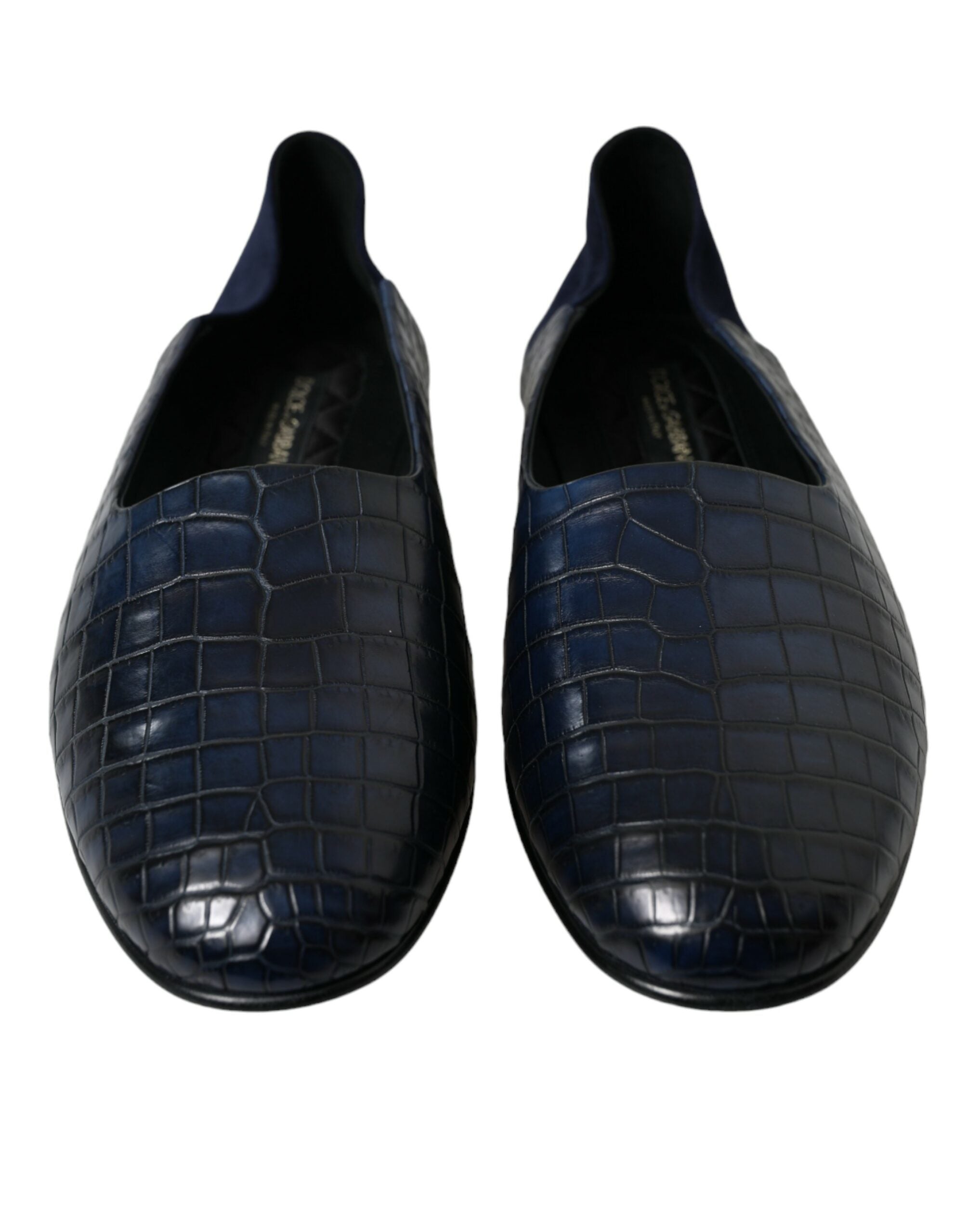 Mocasini eleganți din piele de crocodil albastră Dolce & Gabbana