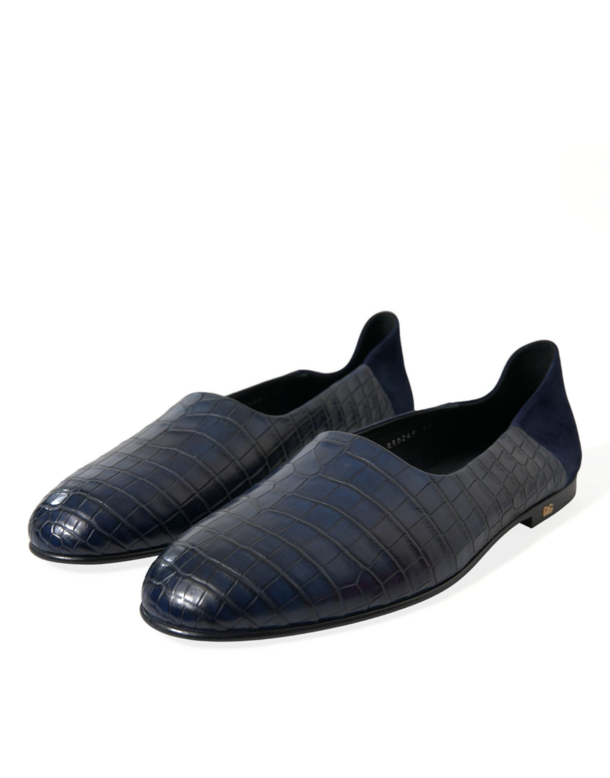 Mocasini eleganți din piele de crocodil albastră Dolce & Gabbana