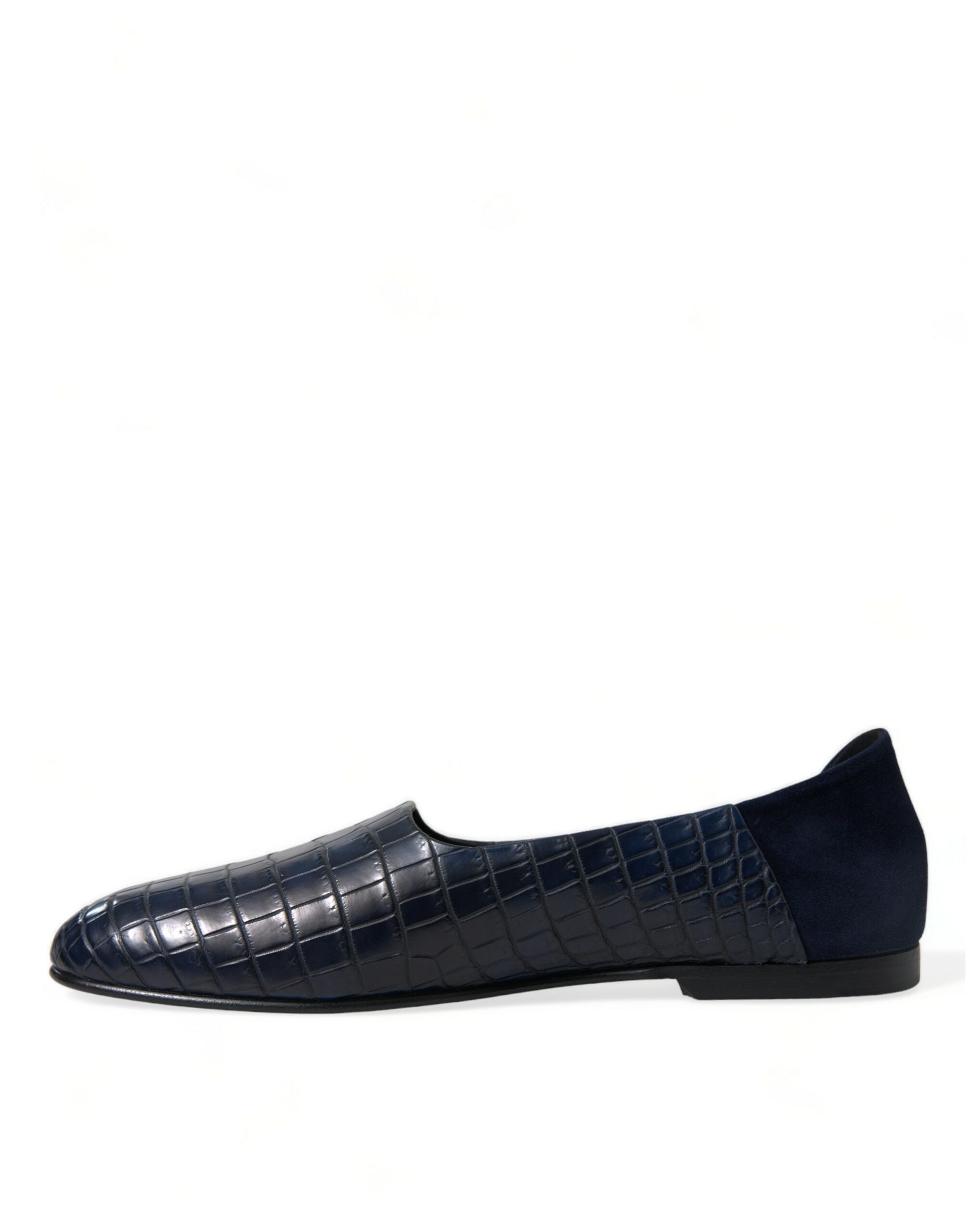 Mocasini eleganți din piele de crocodil albastră Dolce & Gabbana