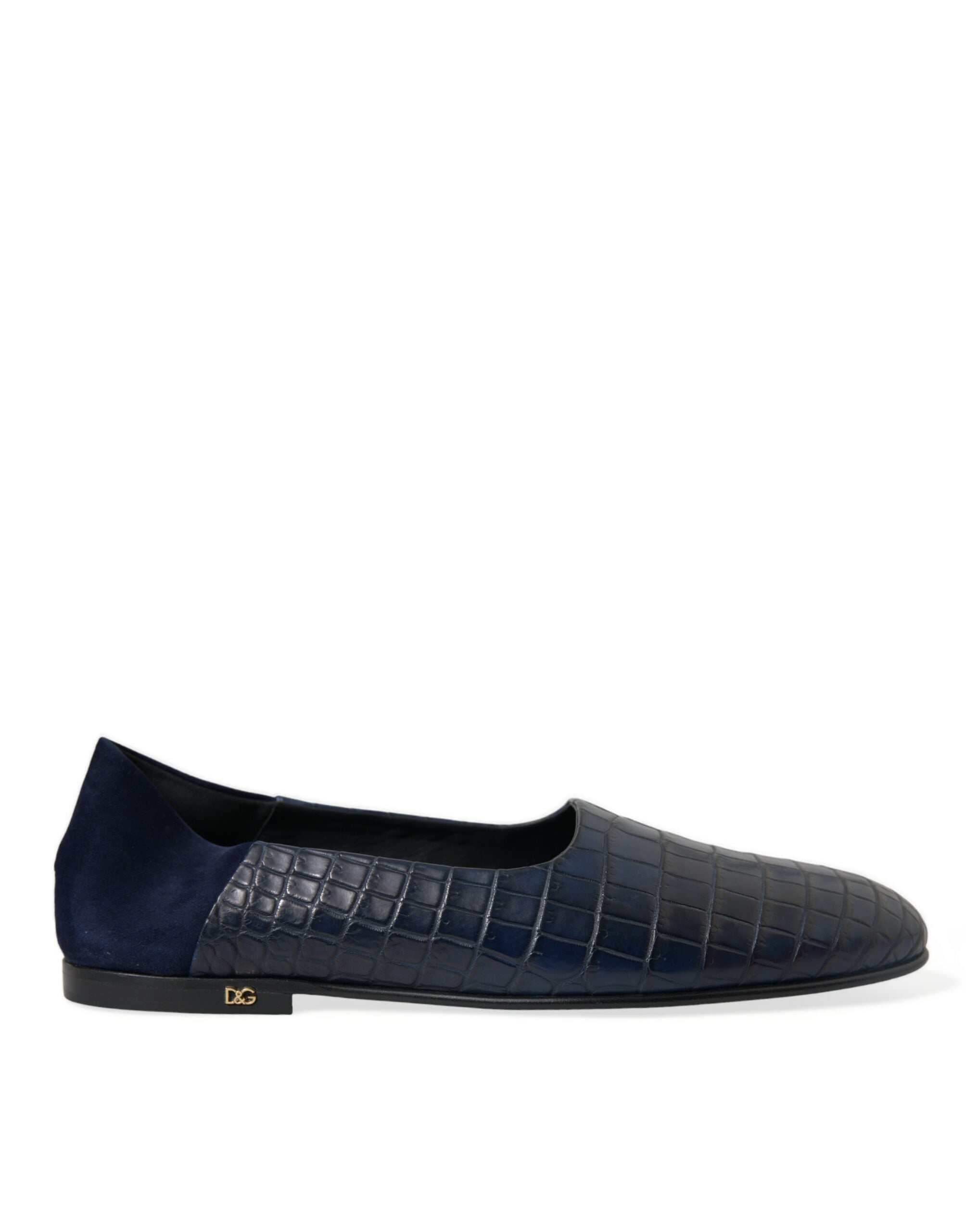 Mocasini eleganți din piele de crocodil albastră Dolce & Gabbana