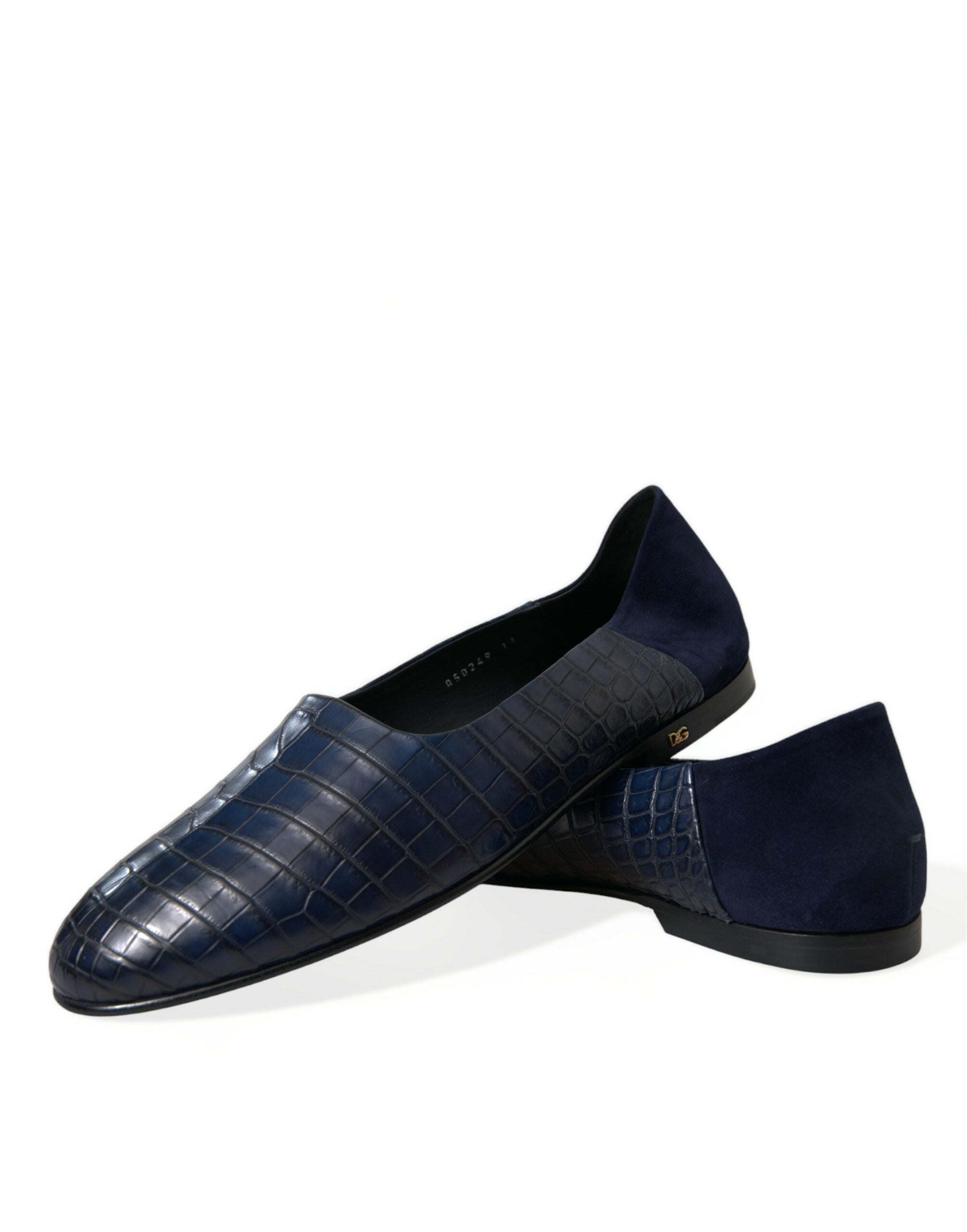 Mocasini eleganți din piele de crocodil albastră Dolce & Gabbana