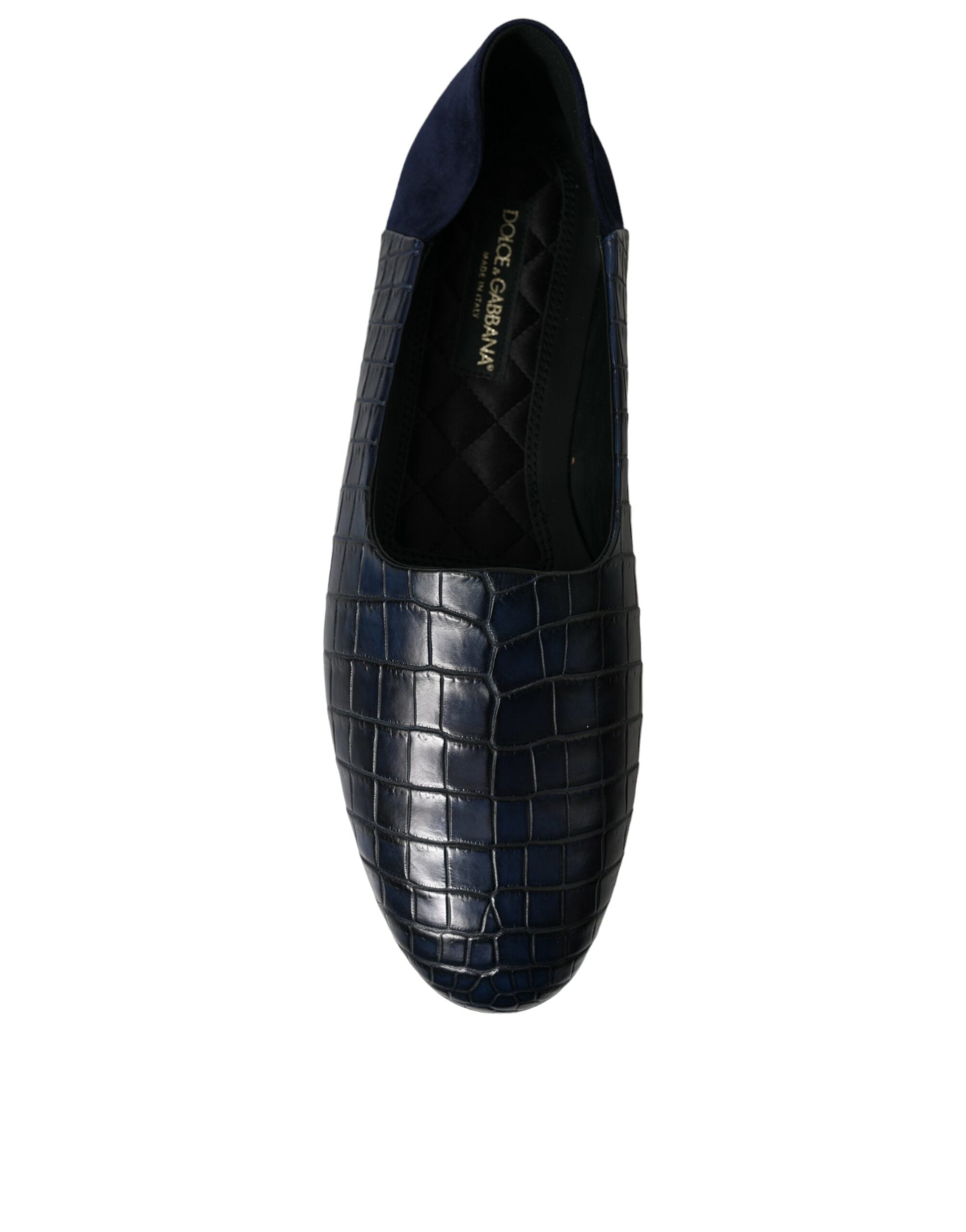 Mocasini eleganți din piele de crocodil albastră Dolce & Gabbana