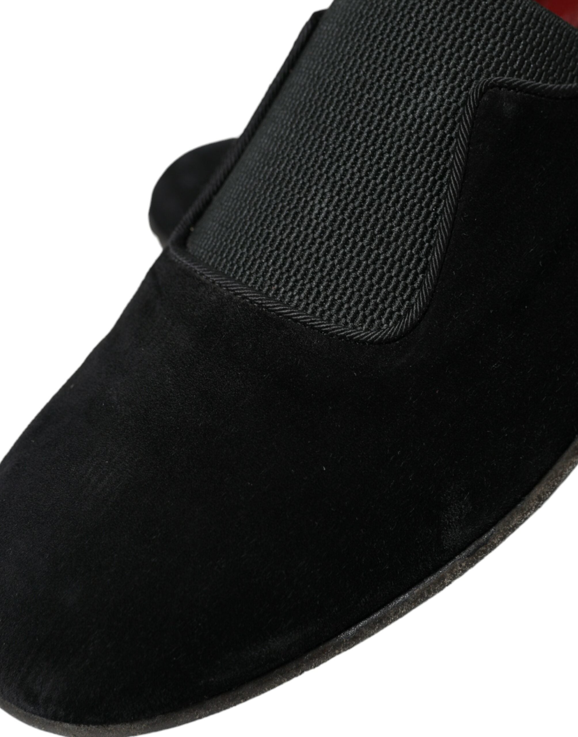 Dolce & Gabbana Elegante schwarze Velours-Loafer für den anspruchsvollen Gentleman