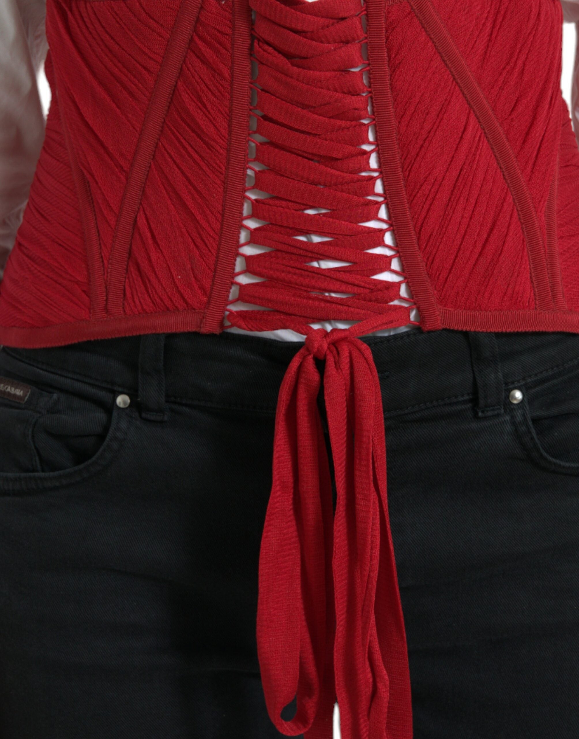 Dolce & Gabbana – Seidenkorsett-Taillengürtel in Feuerrot