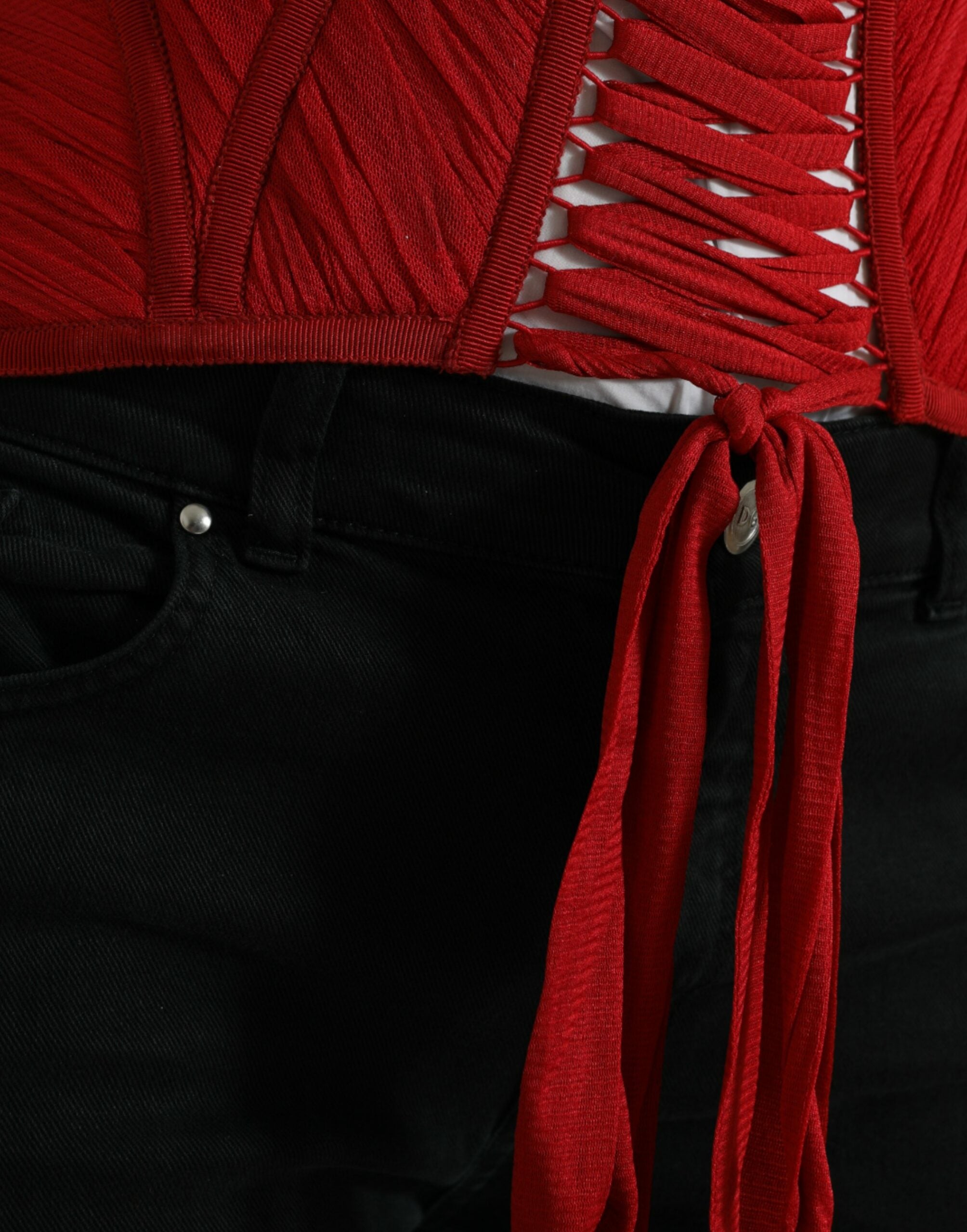 Dolce & Gabbana – Seidenkorsett-Taillengürtel in Feuerrot
