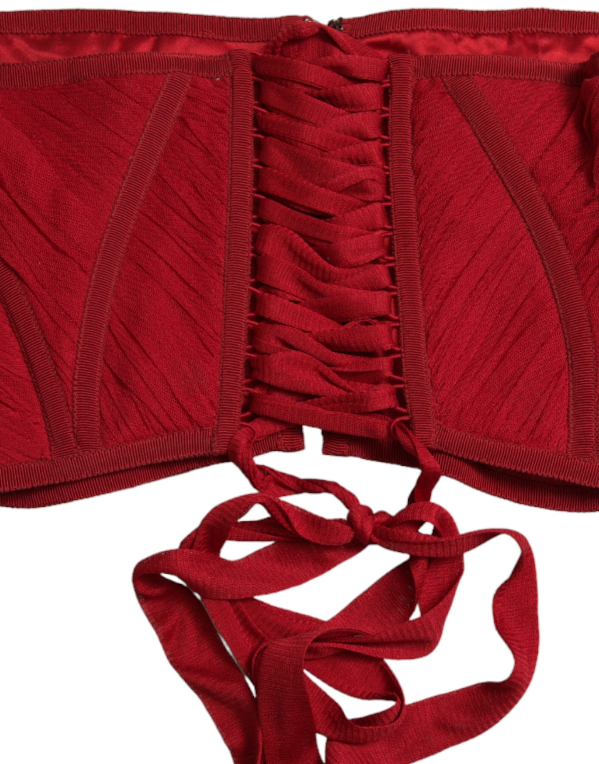 Dolce & Gabbana – Seidenkorsett-Taillengürtel in Feuerrot