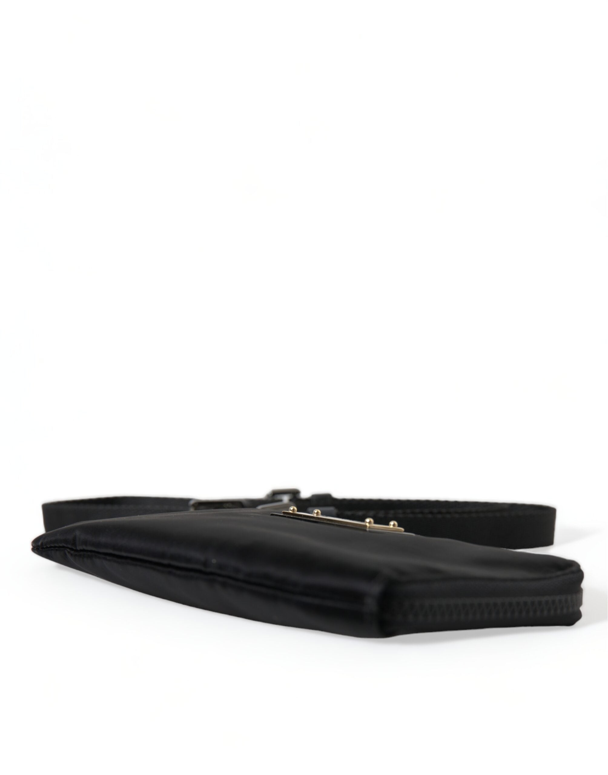 Dolce & Gabbana Elegante schwarze Nylon- und Ledertasche