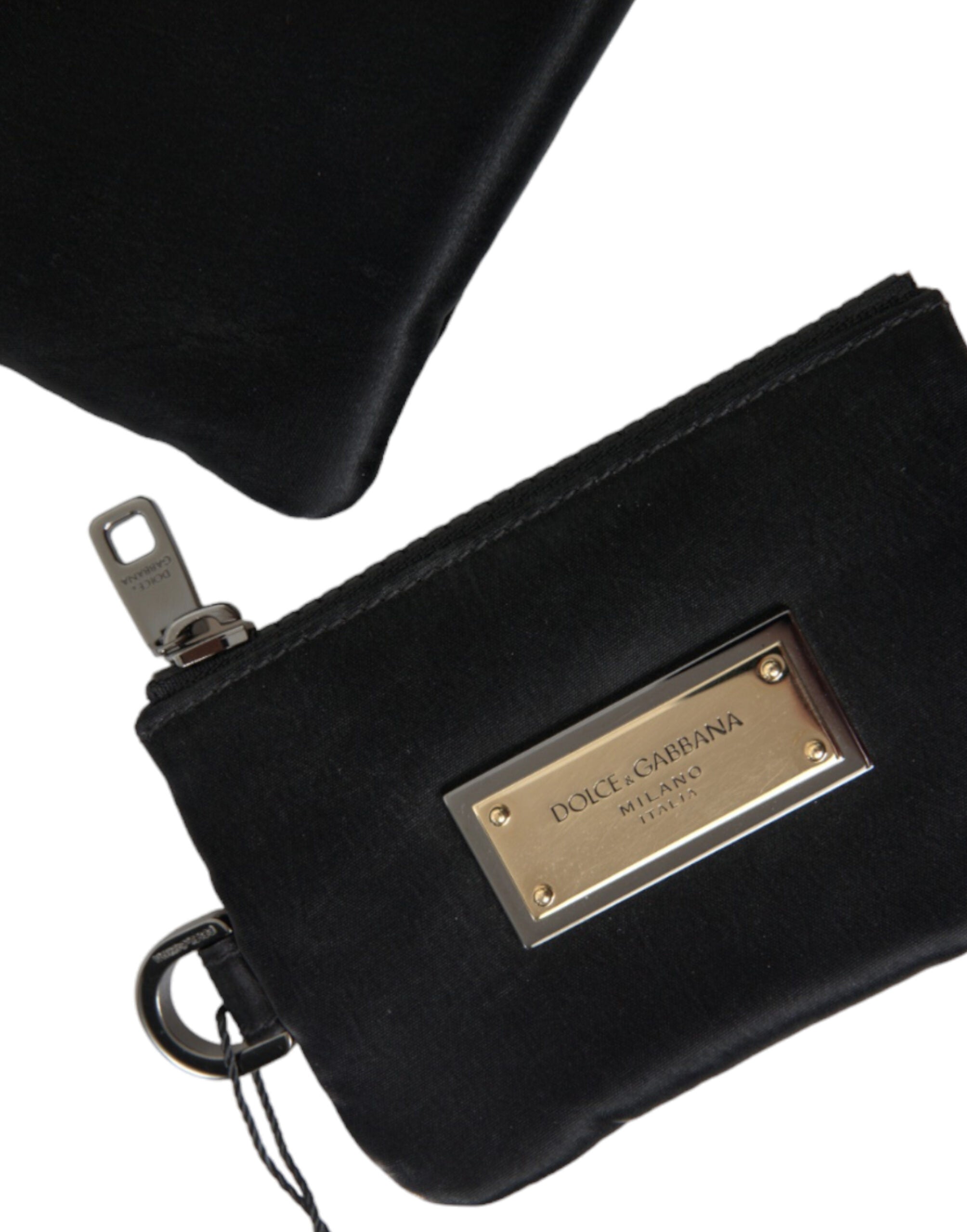 Dolce & Gabbana Elegante schwarze Nylon- und Ledertasche