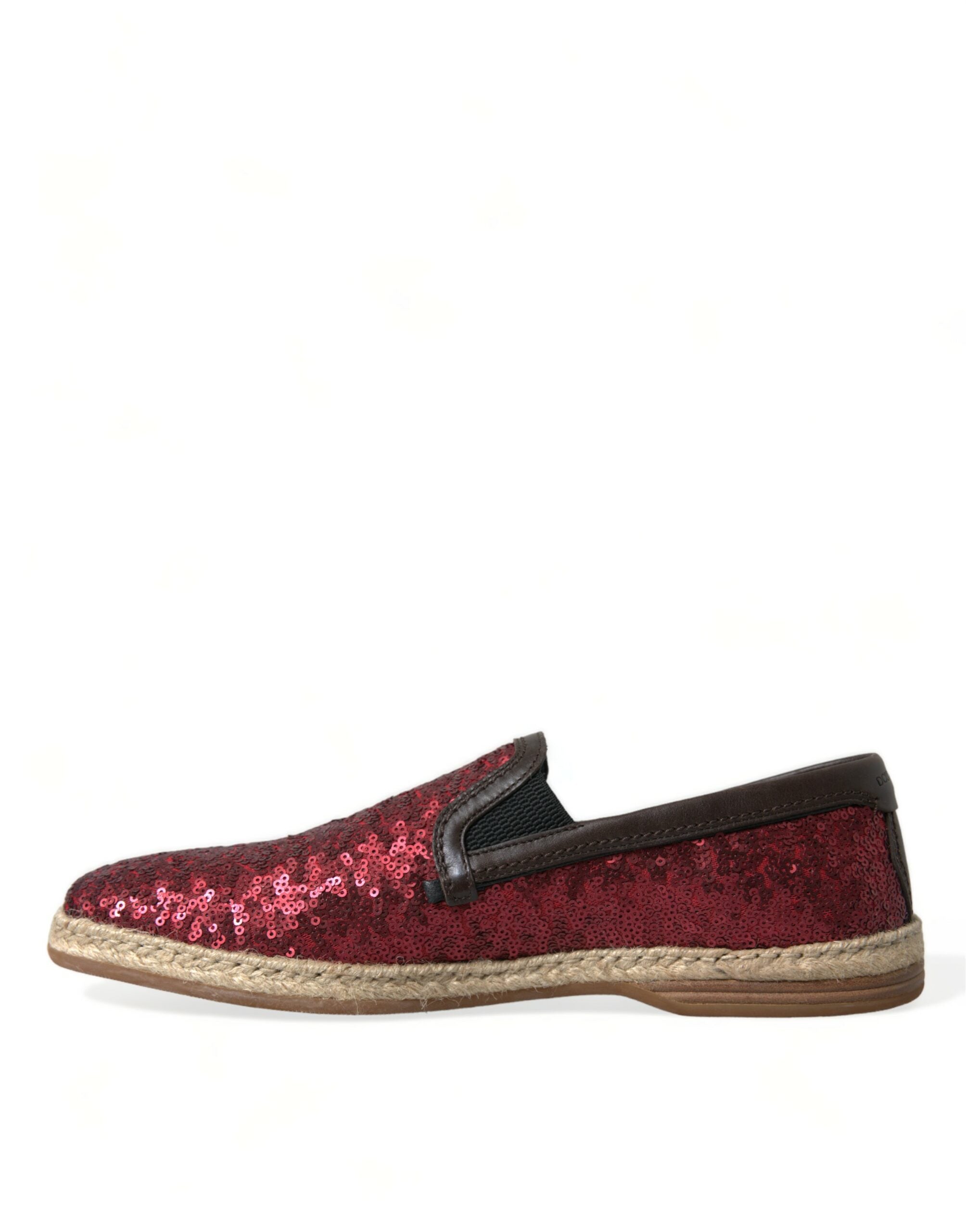 Dolce & Gabbana Rote Leder-Loafer mit Pailletten