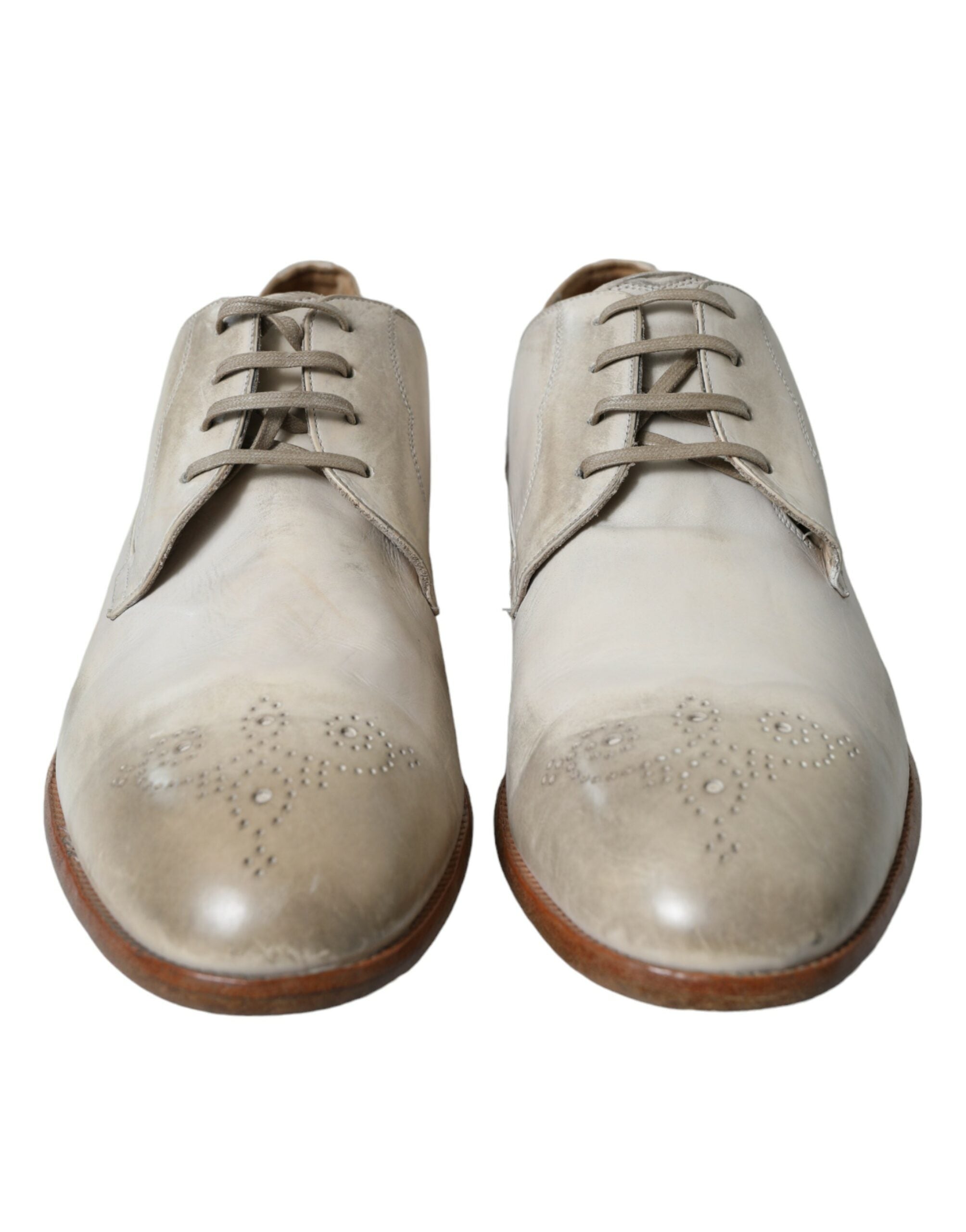 Pantofi Derby Dolce & Gabbana Elegant White din piele de vițel
