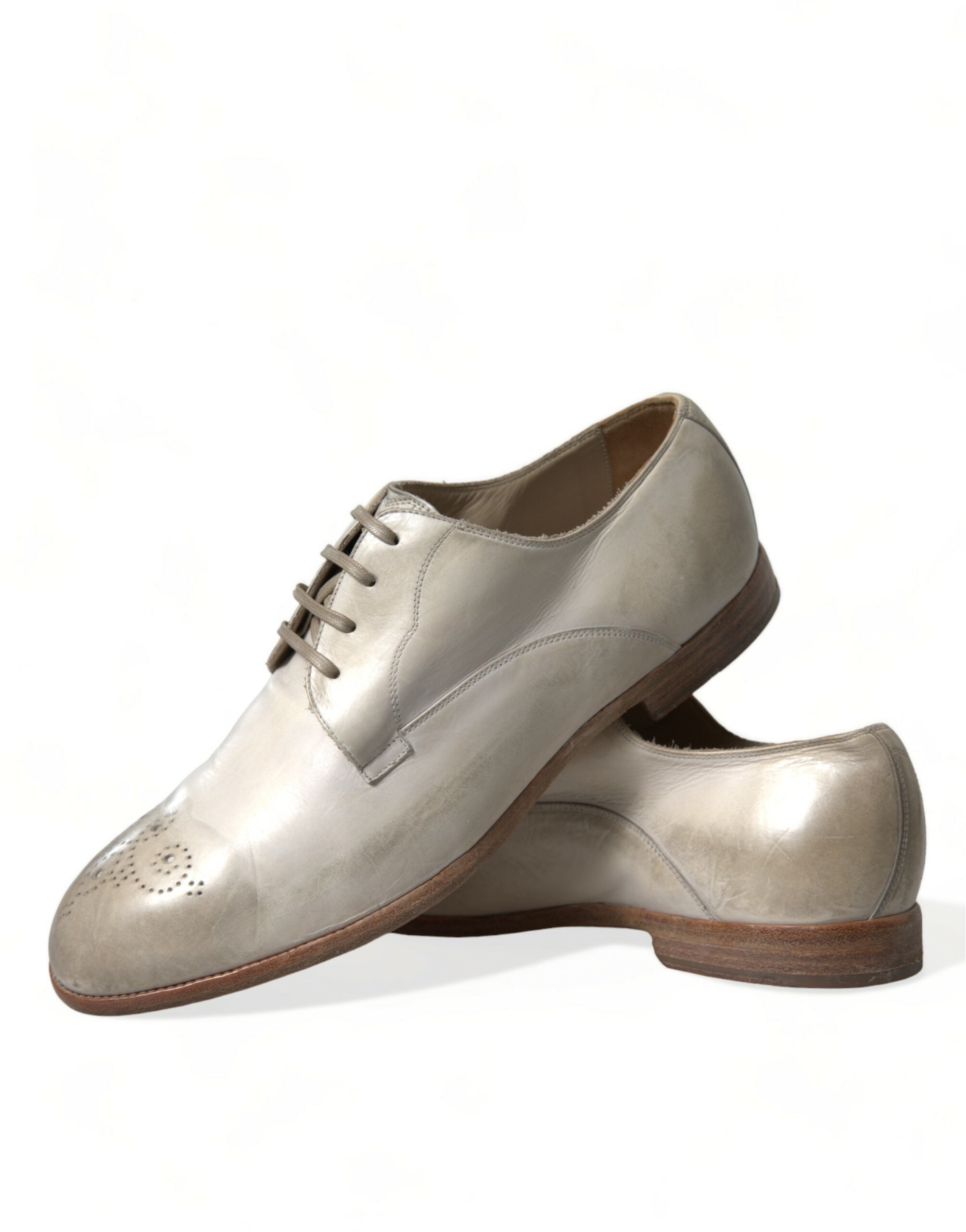Pantofi Derby Dolce & Gabbana Elegant White din piele de vițel