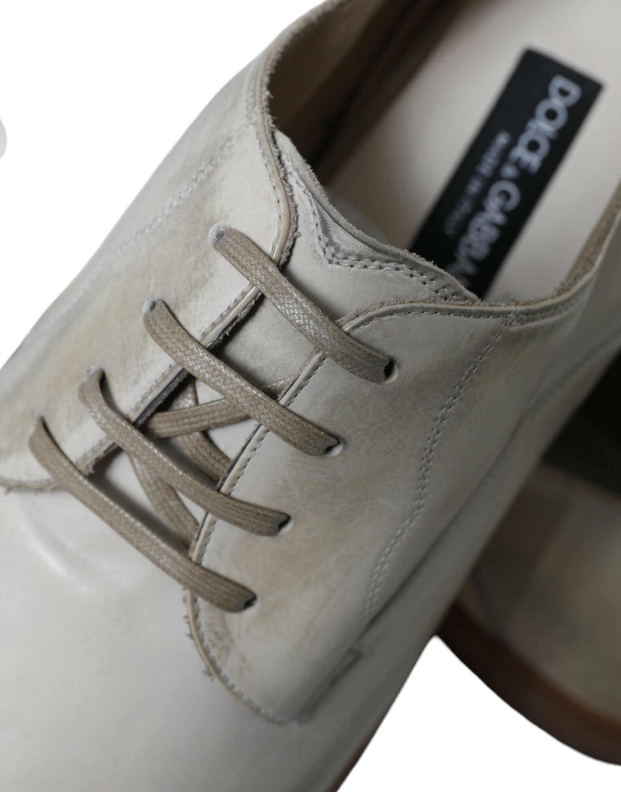Pantofi Derby Dolce & Gabbana Elegant White din piele de vițel