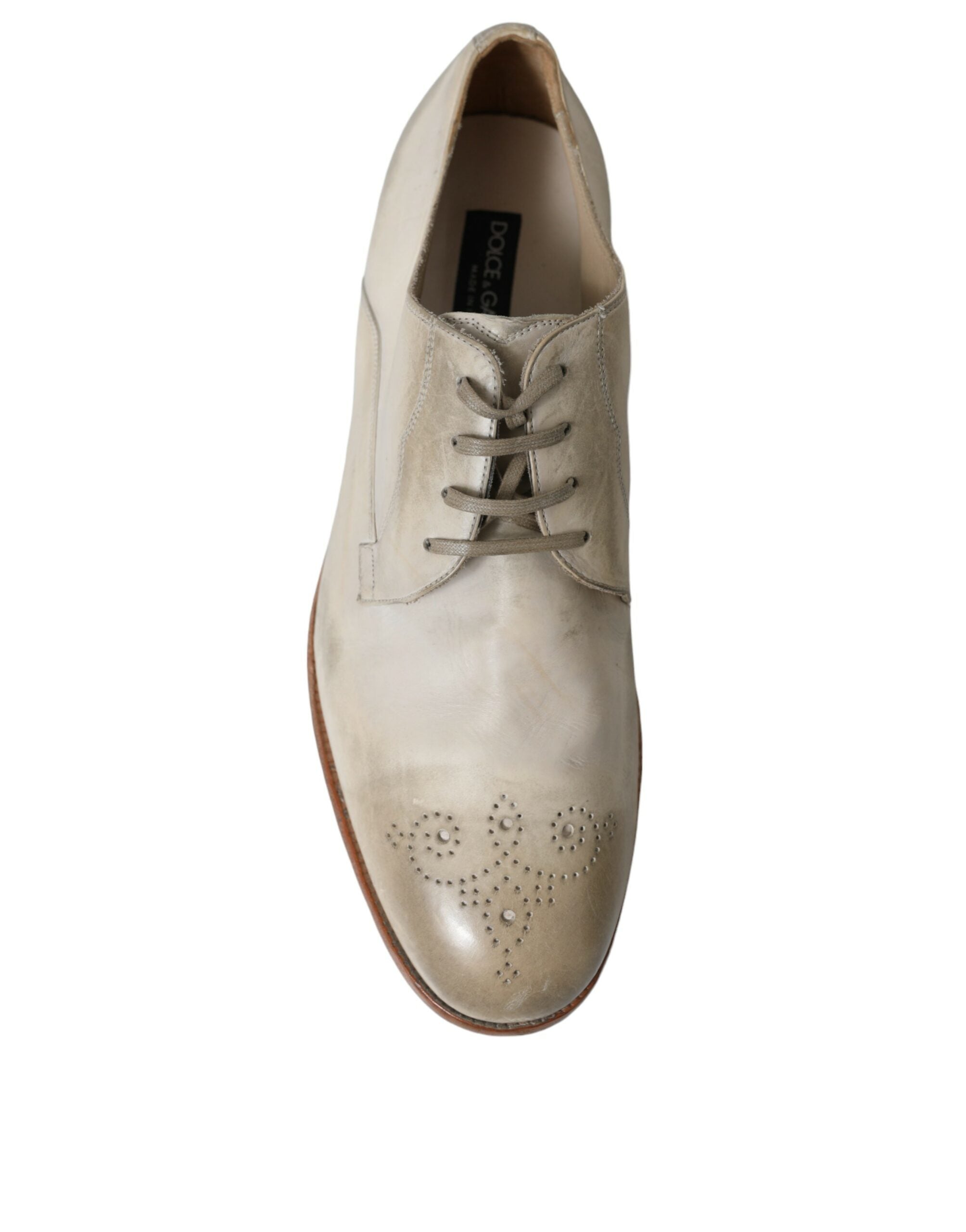 Pantofi Derby Dolce & Gabbana Elegant White din piele de vițel