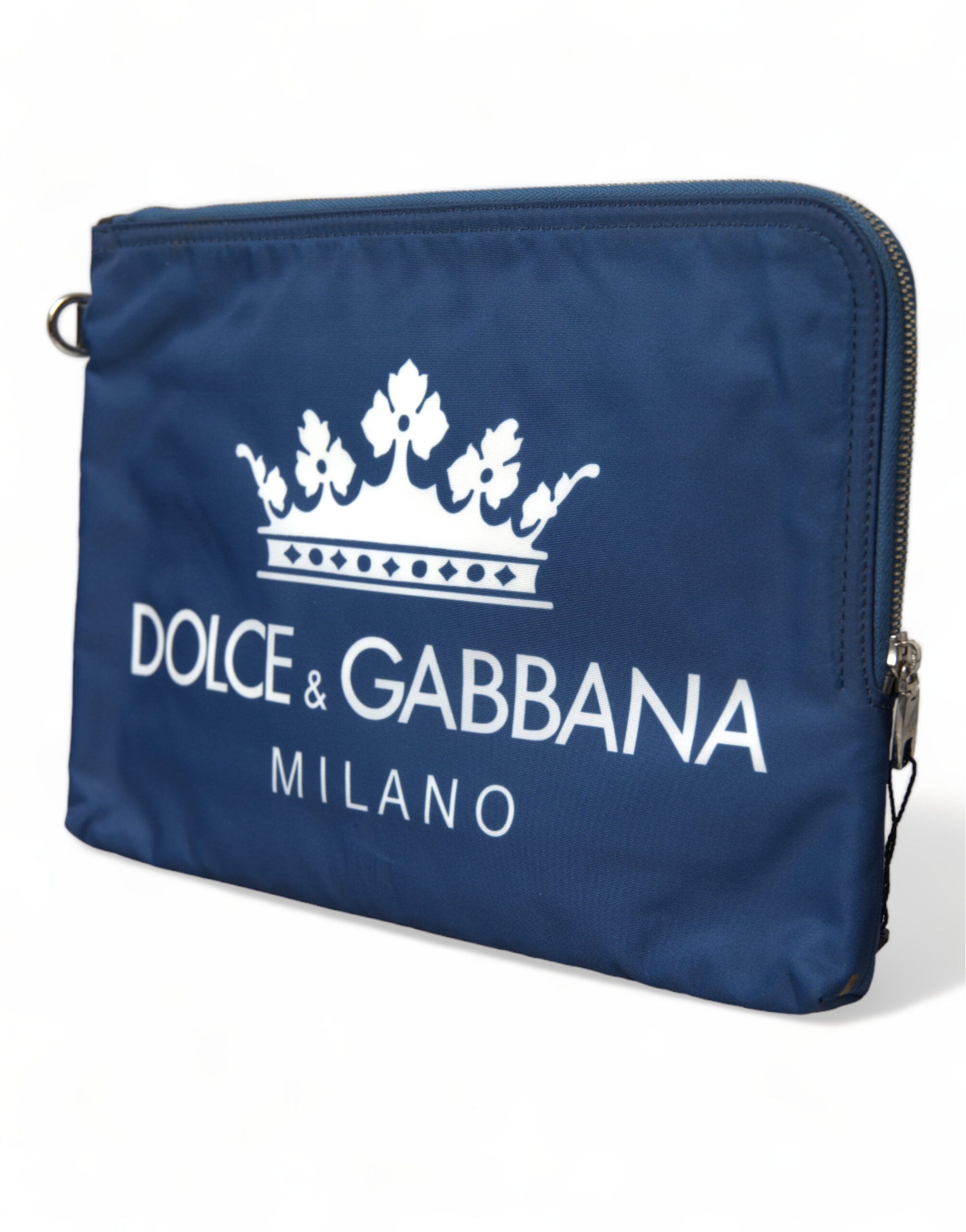 Dolce & Gabbana Elegante blaue Nylon-Clutch mit Reißverschluss