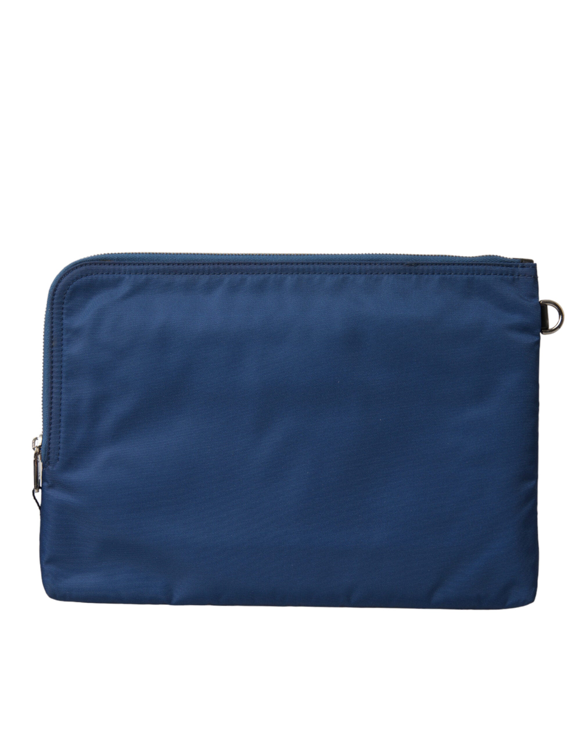 Dolce & Gabbana Elegante blaue Nylon-Clutch mit Reißverschluss