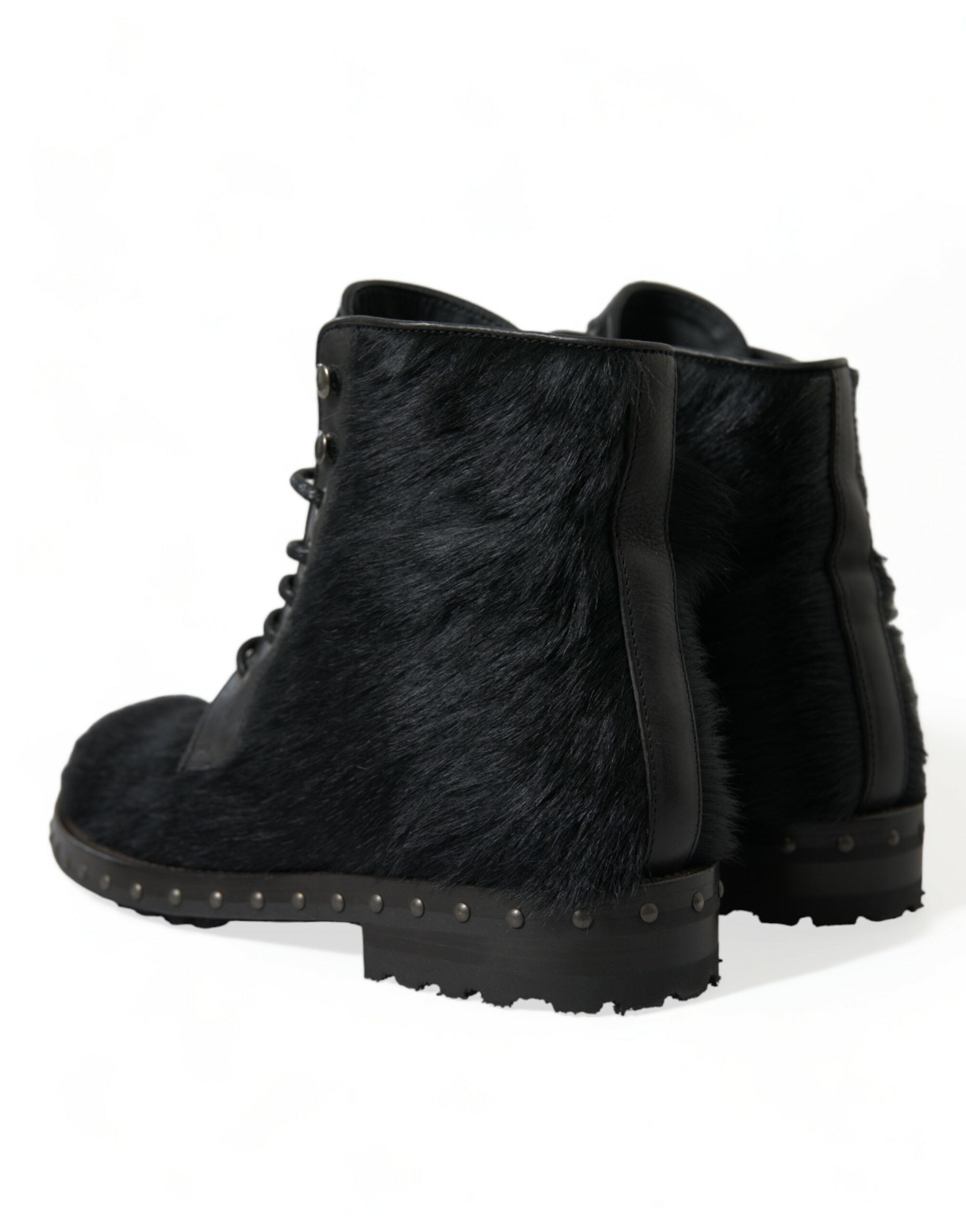 Dolce & Gabbana Elegante schwarze Schnürstiefel aus Kalbsleder