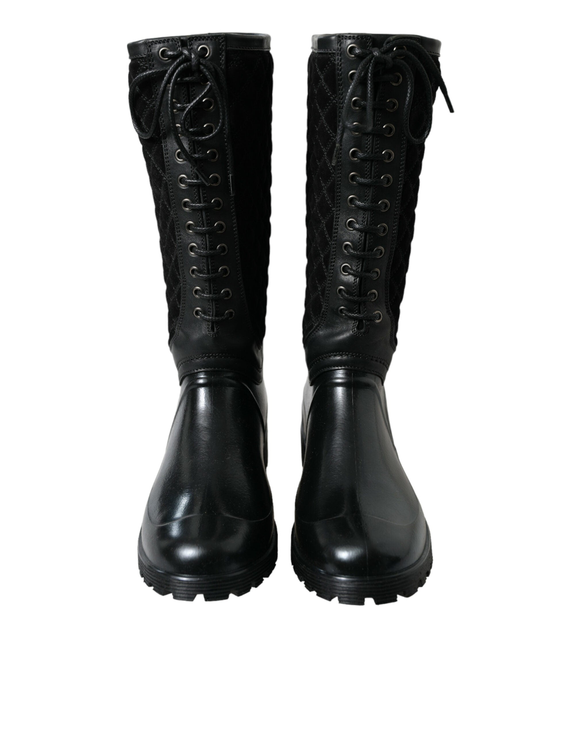 Dolce & Gabbana – Elegante, gesteppte Gummistiefel mit Schnürung