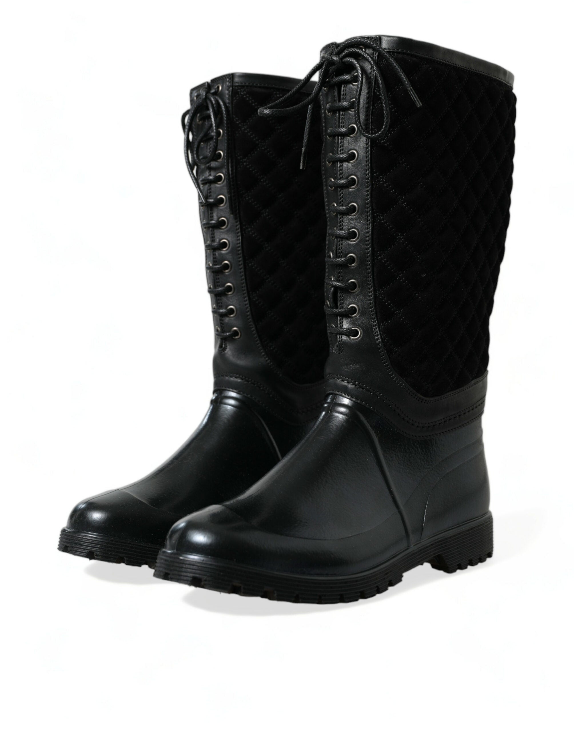Dolce & Gabbana – Elegante, gesteppte Gummistiefel mit Schnürung