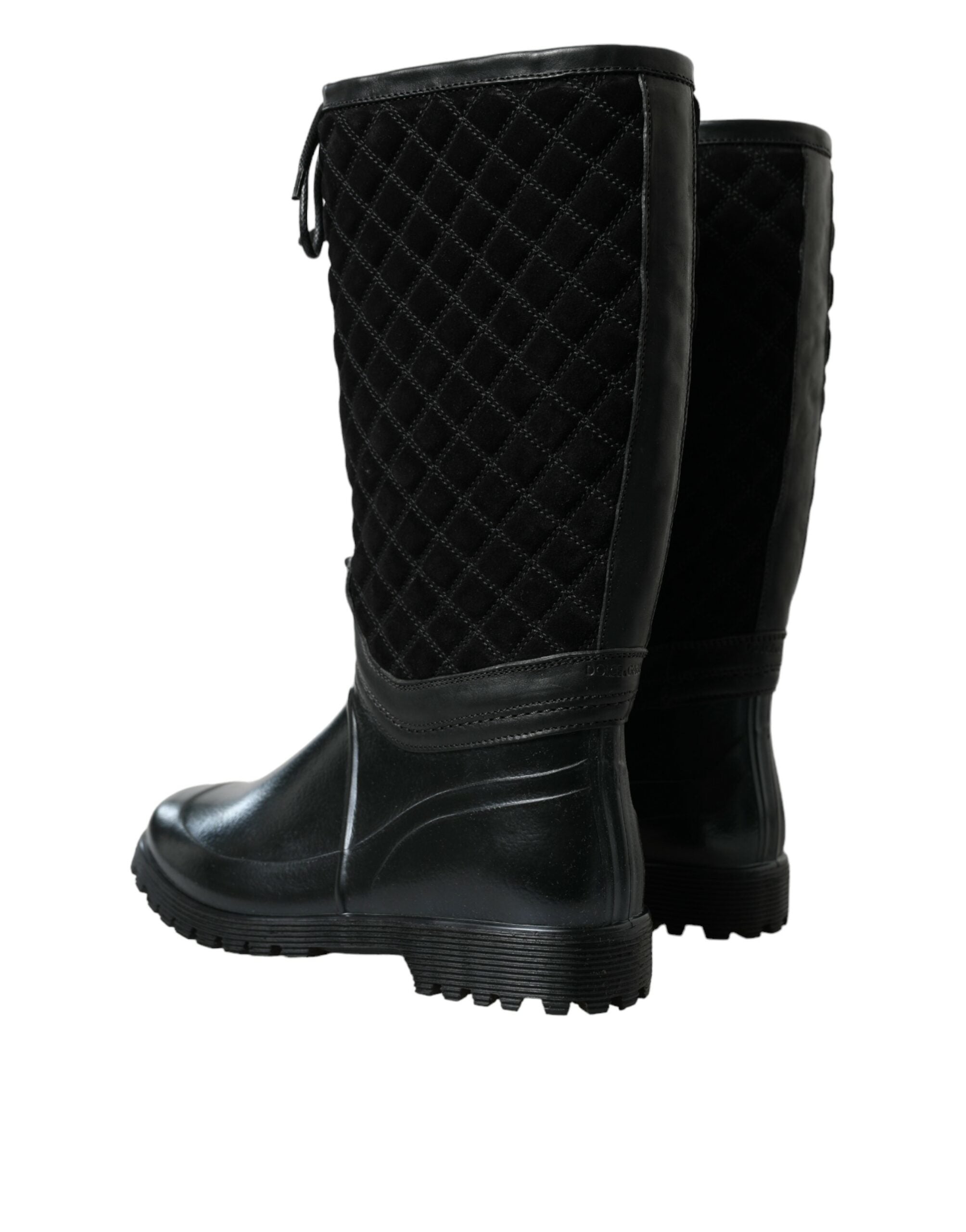 Dolce & Gabbana – Elegante, gesteppte Gummistiefel mit Schnürung