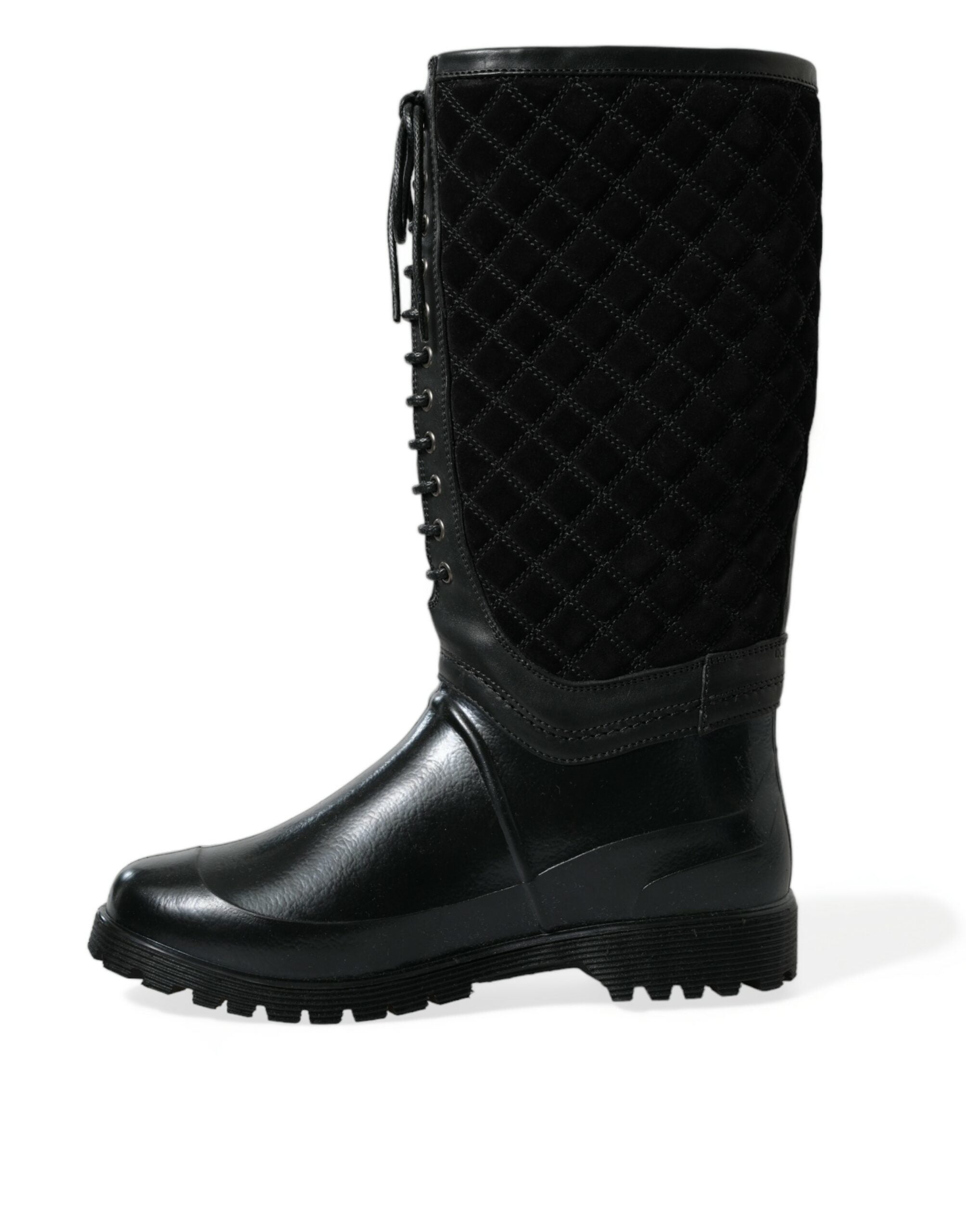 Dolce & Gabbana – Elegante, gesteppte Gummistiefel mit Schnürung