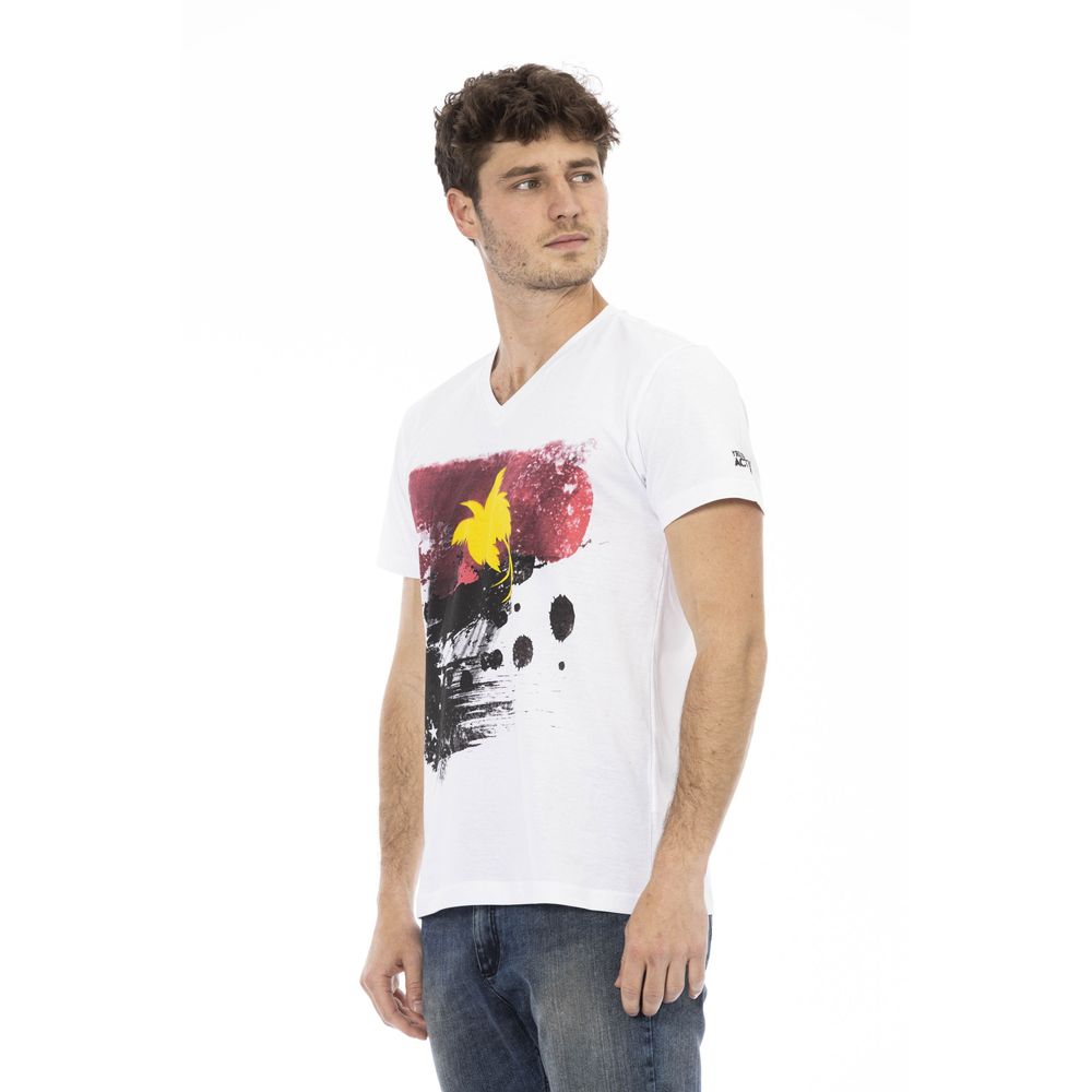 Trussardi Action White Cotton Men's V-Neck T-Shirt