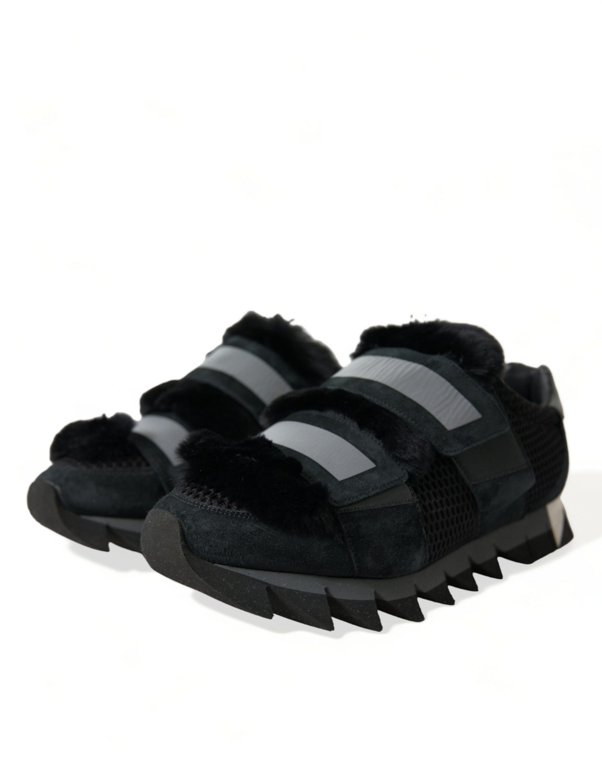 Dolce & Gabbana Elegante, pelzverzierte Wildleder-Sneakers