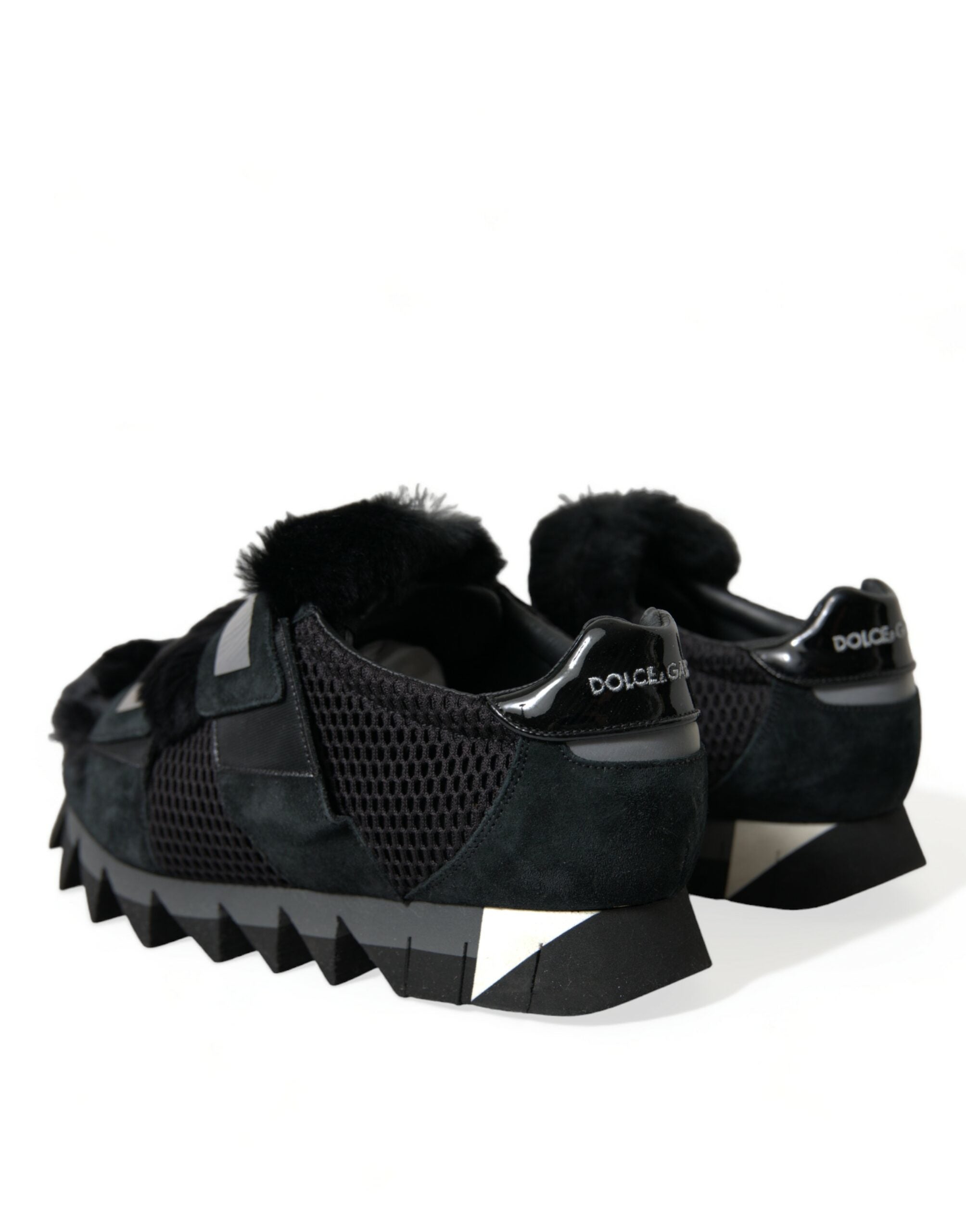 Dolce & Gabbana Elegante, pelzverzierte Wildleder-Sneakers