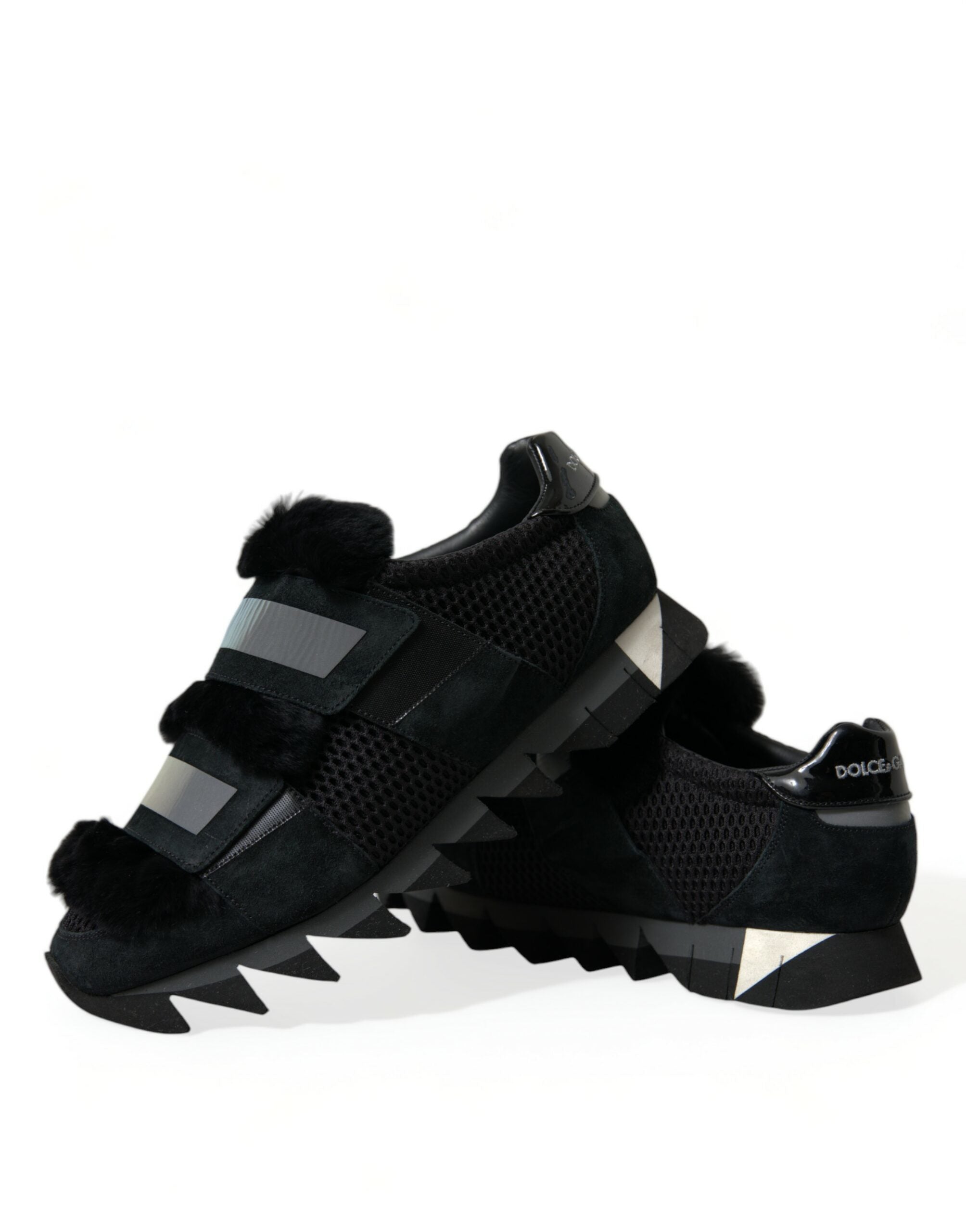 Dolce & Gabbana Elegante, pelzverzierte Wildleder-Sneakers