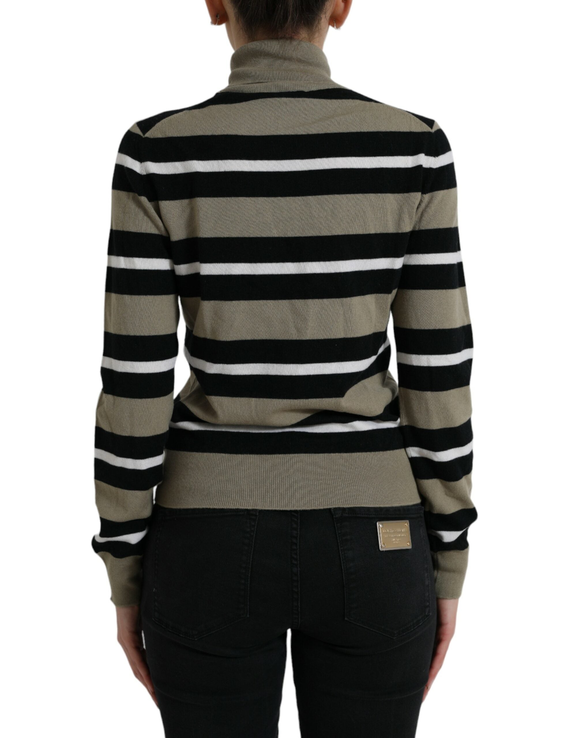 Dolce & Gabbana Eleganter gestreifter Rollkragenpullover aus Wolle