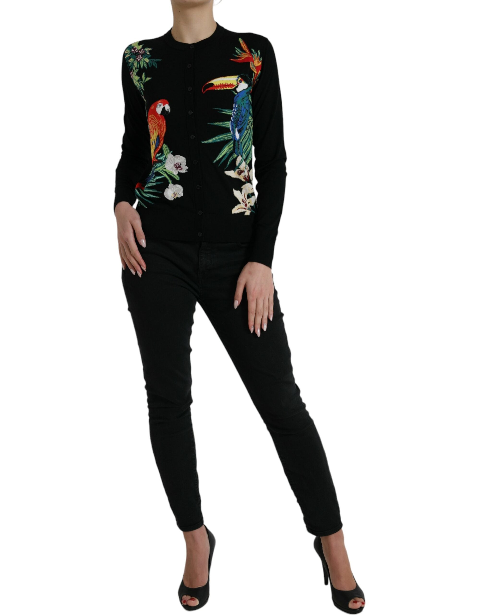 Dolce & Gabbana Eleganter Cardigan aus bedruckter Wolle und Seide