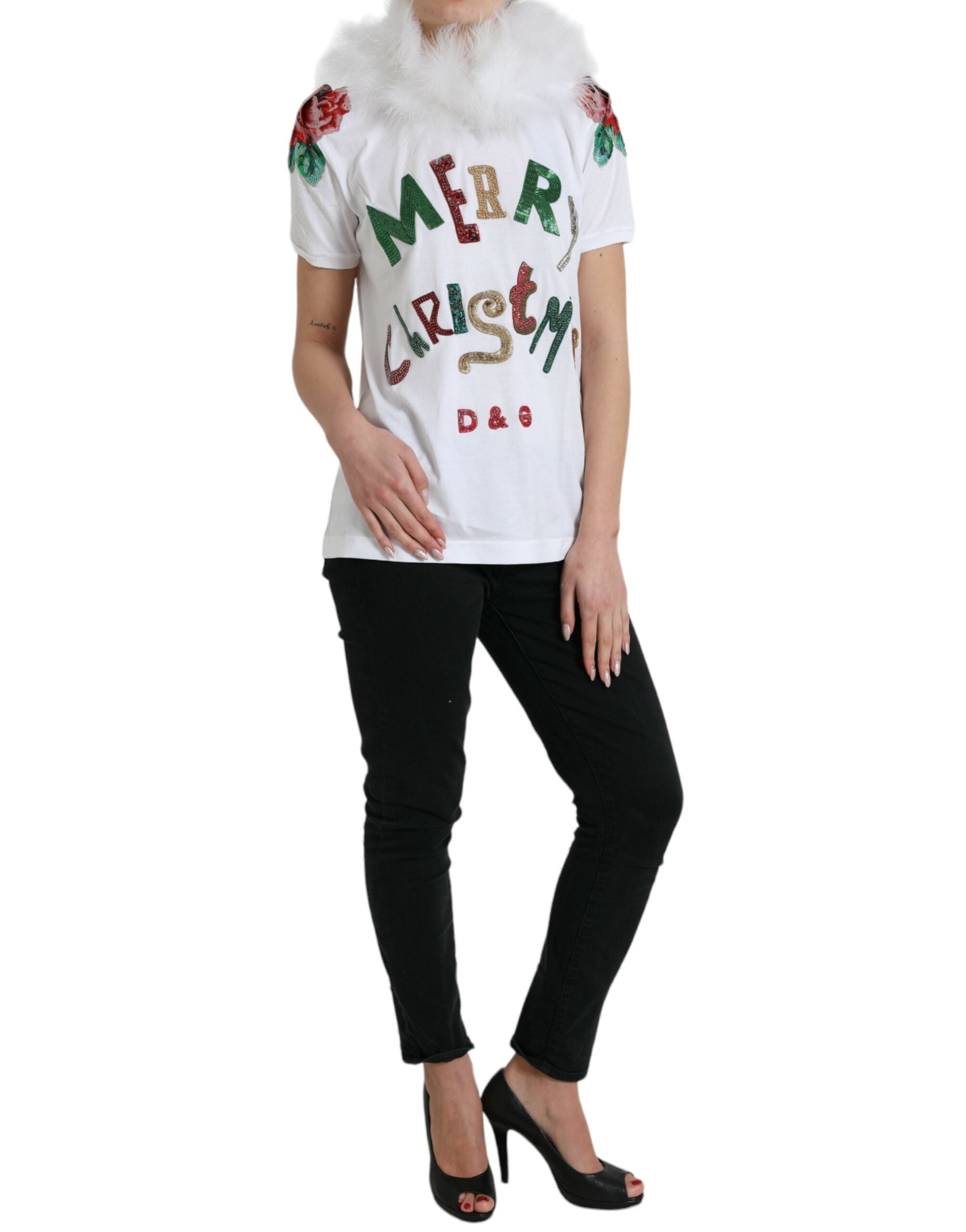 Dolce & Gabbana Tricou elegant din bumbac cu paiete