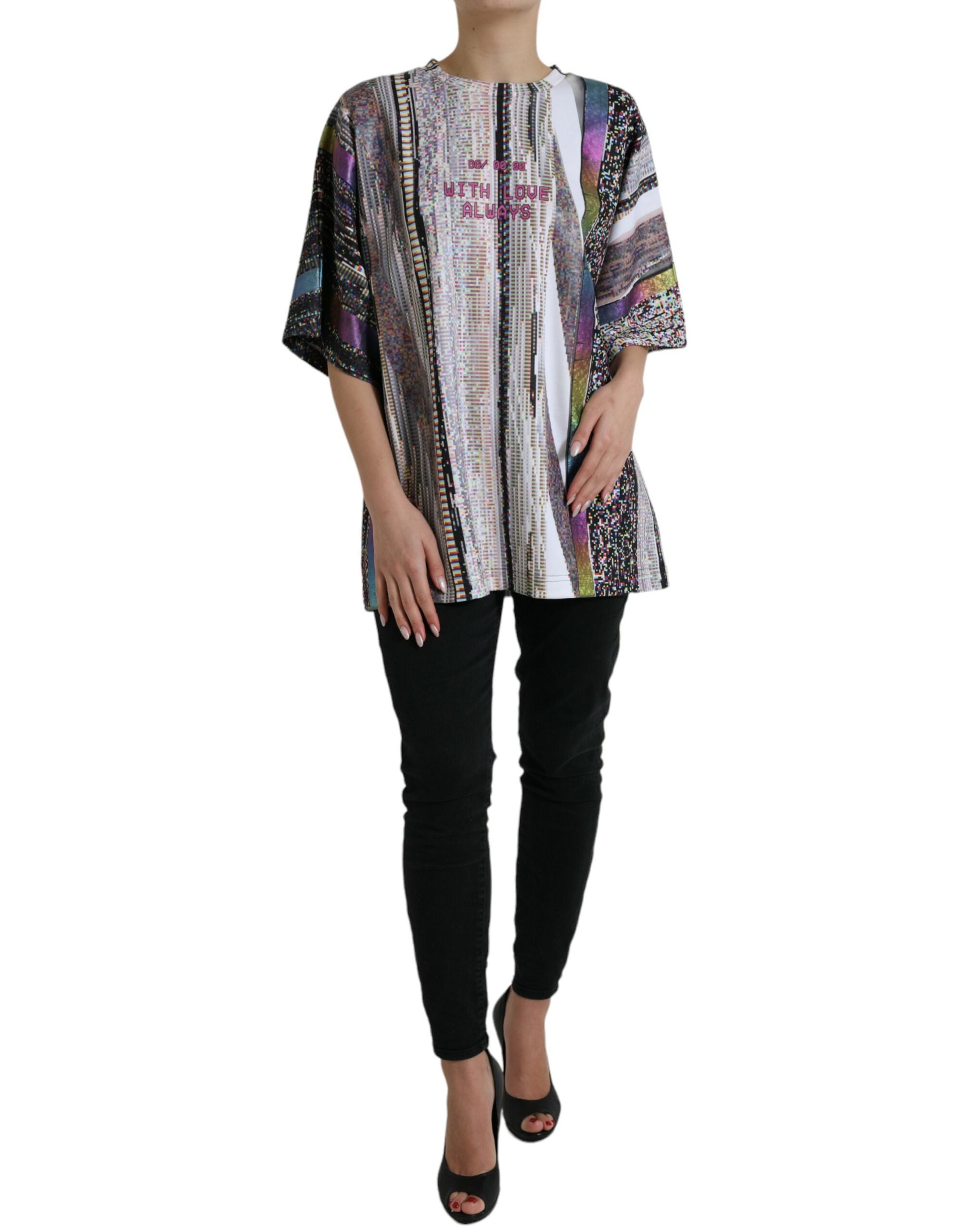 Tricou Dolce & Gabbana Chic multicolor cu guler rotund