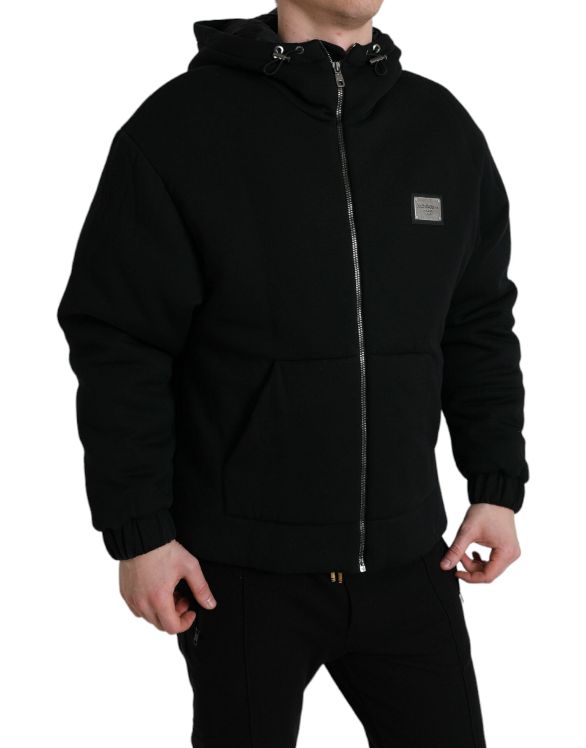 Dolce & Gabbana Jachetă bomber elegantă neagră cu glugă