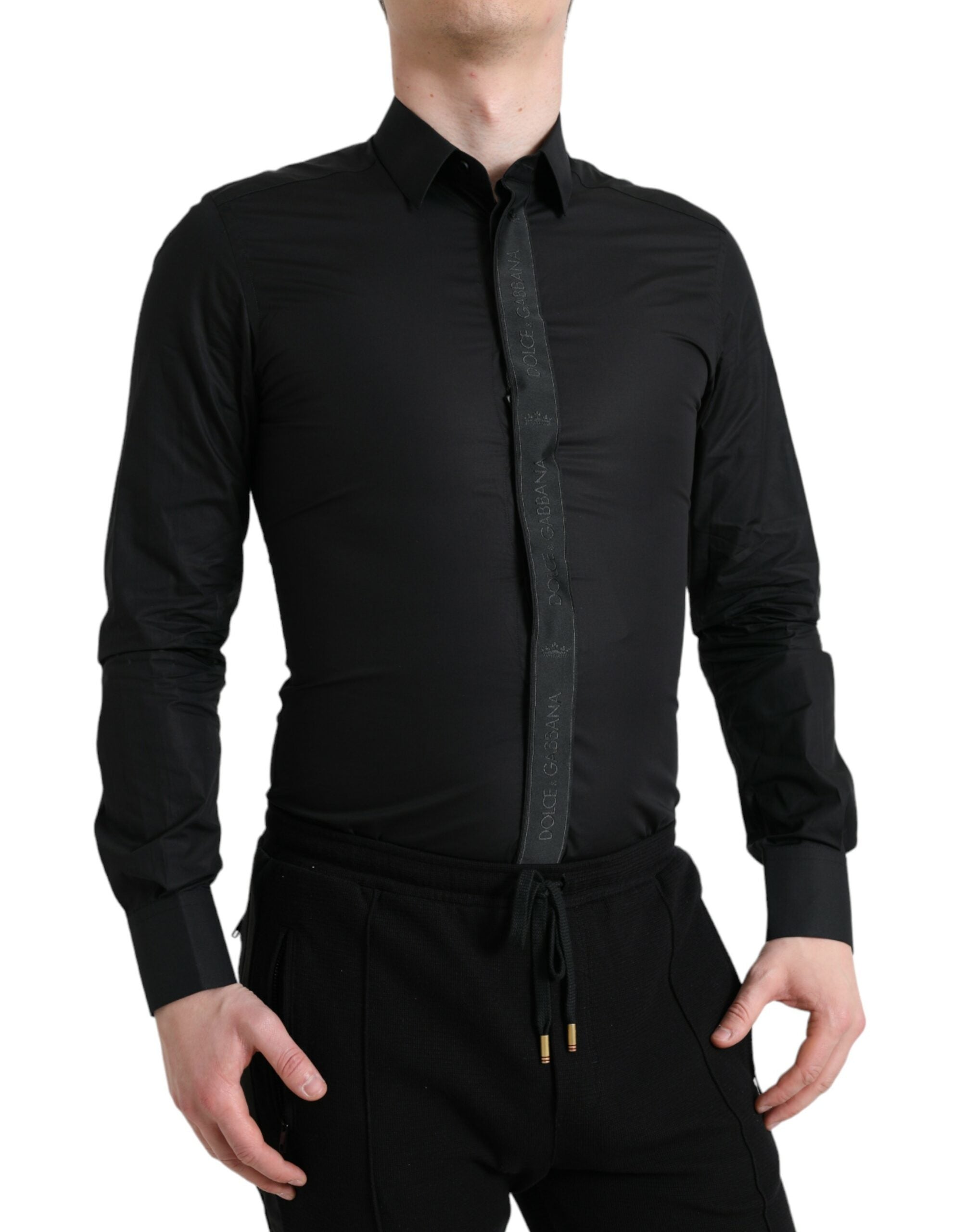 Dolce & Gabbana Elegantes schwarzes Slim Fit-Hemd