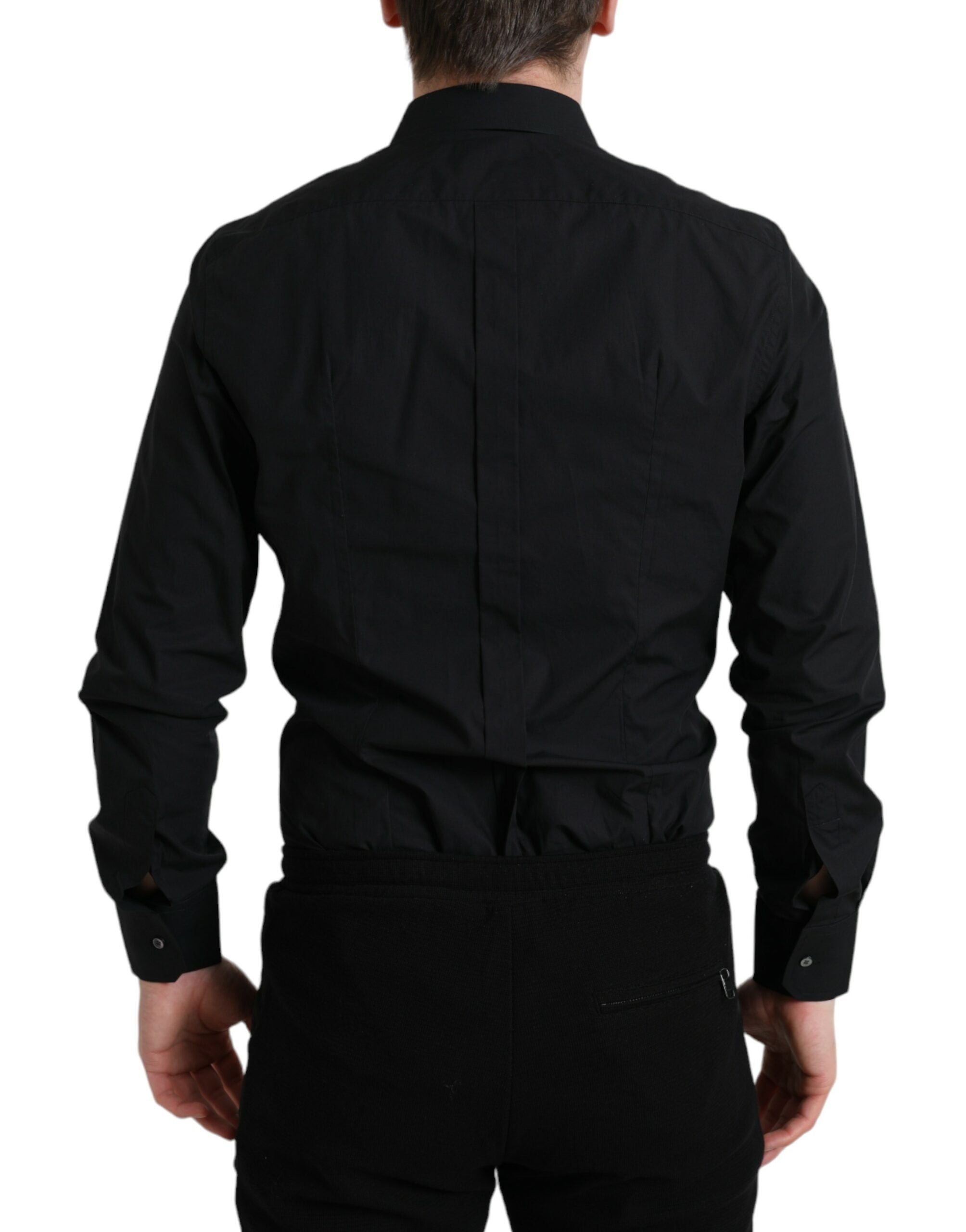 Dolce & Gabbana – Elegantes schwarzes, schmal geschnittenes italienisches Hemd