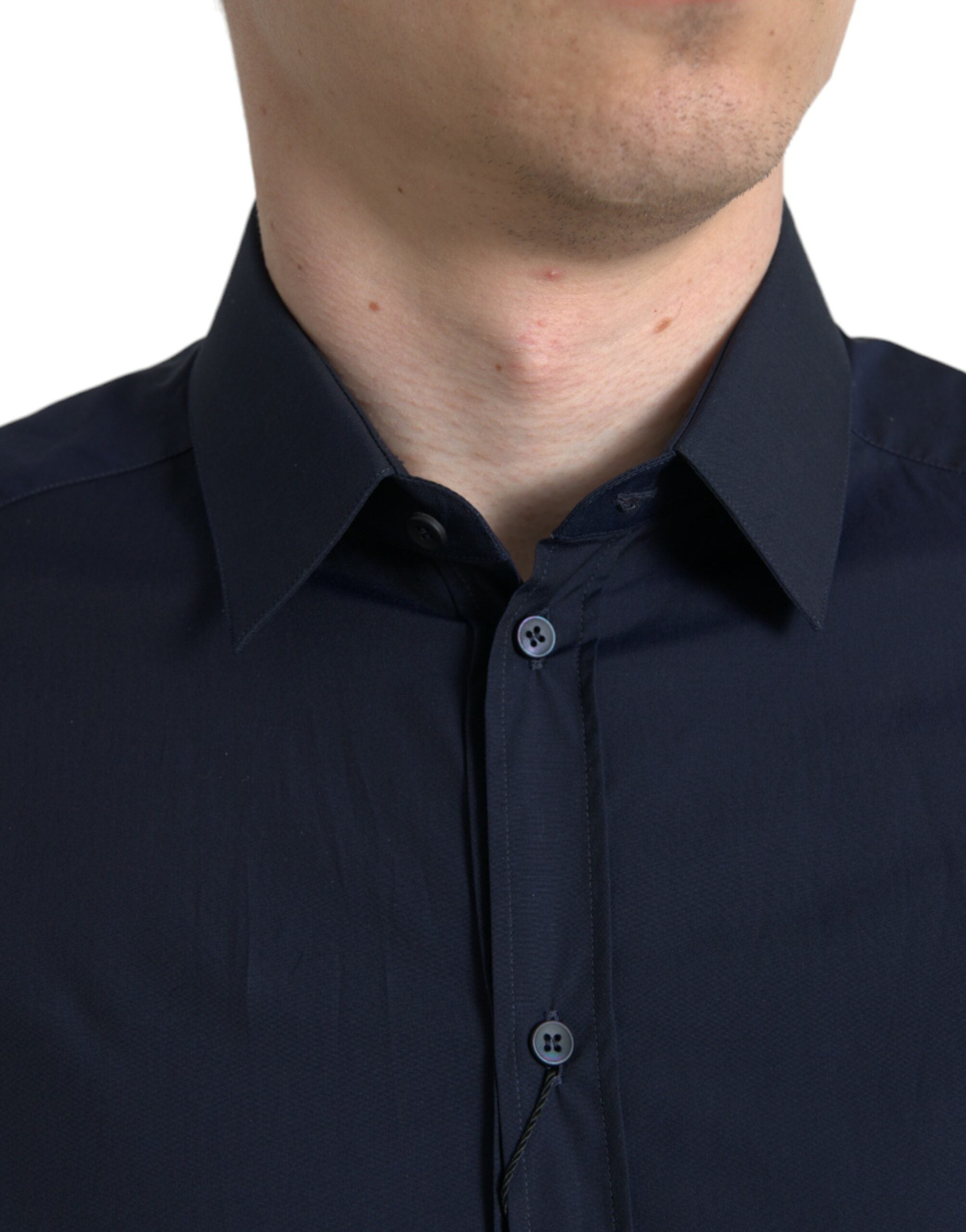 Dolce & Gabbana – Elegantes, marineblaues Jacquard-Hemd