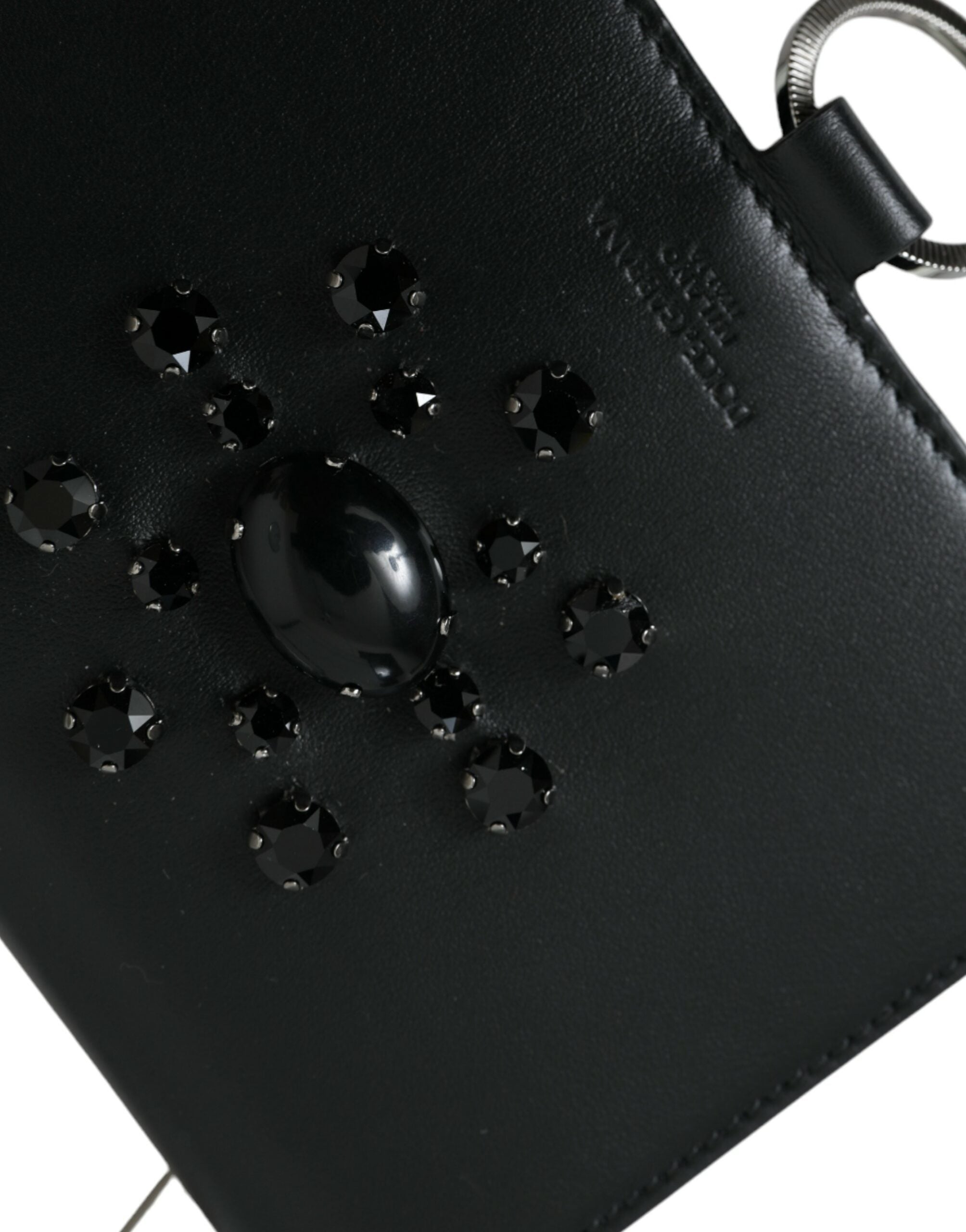 Dolce & Gabbana Eleganter Kartenhalter aus Leder mit Kristallverzierung