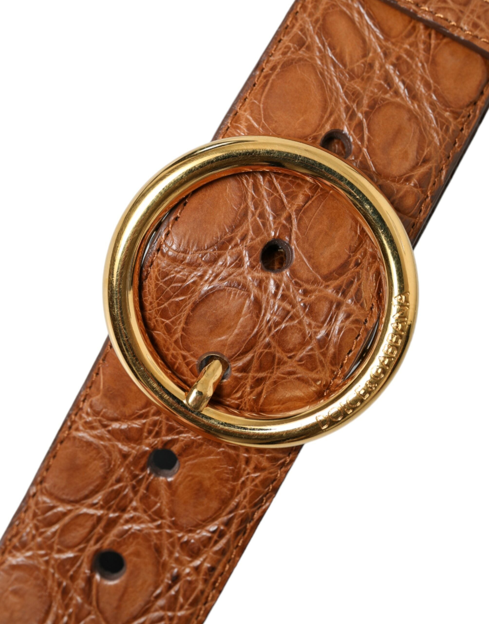 Curea elegantă din piele exotică Dolce & Gabbana - Maro intens