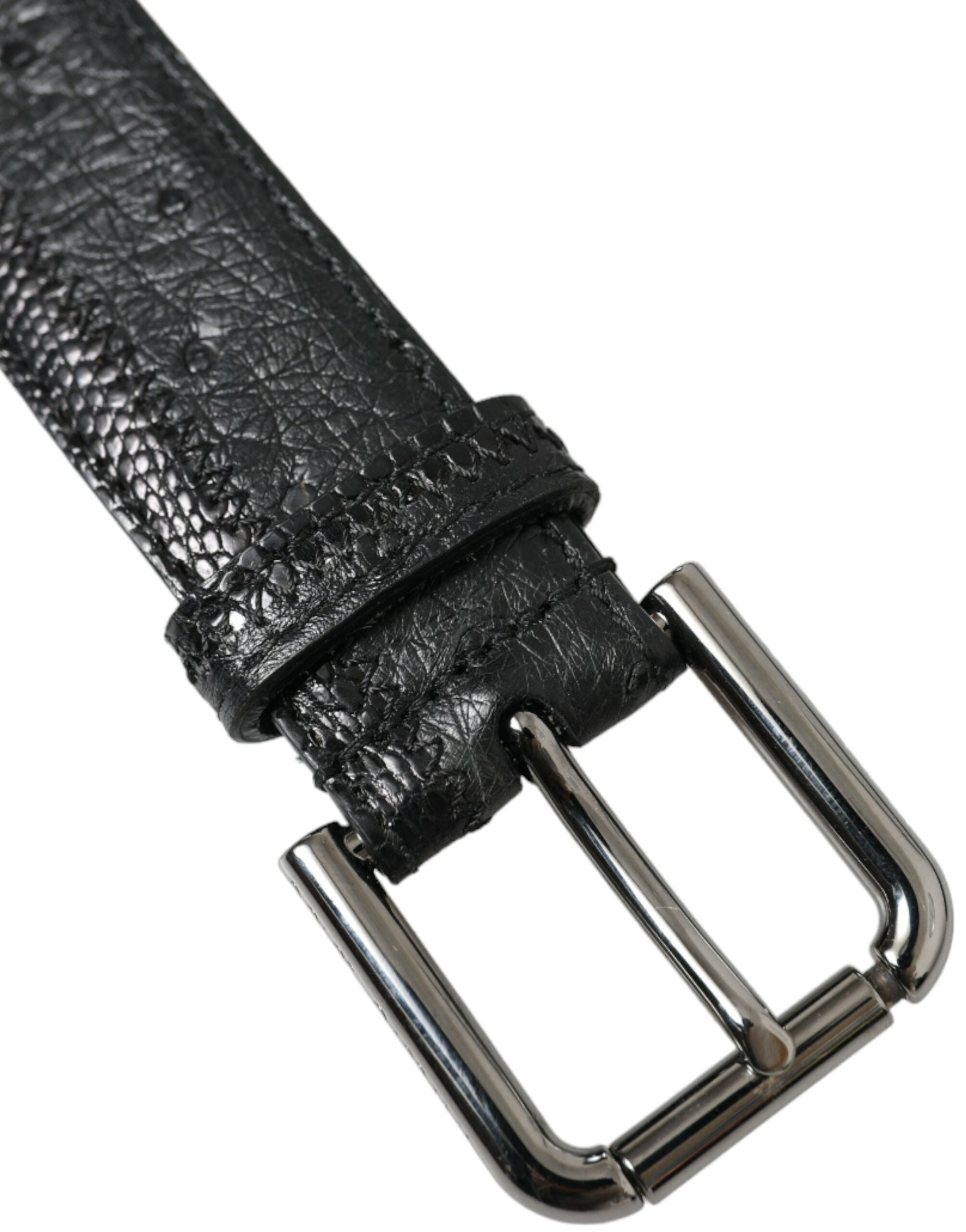 Curea elegantă din piele neagră Dolce & Gabbana cu cataramă metalică