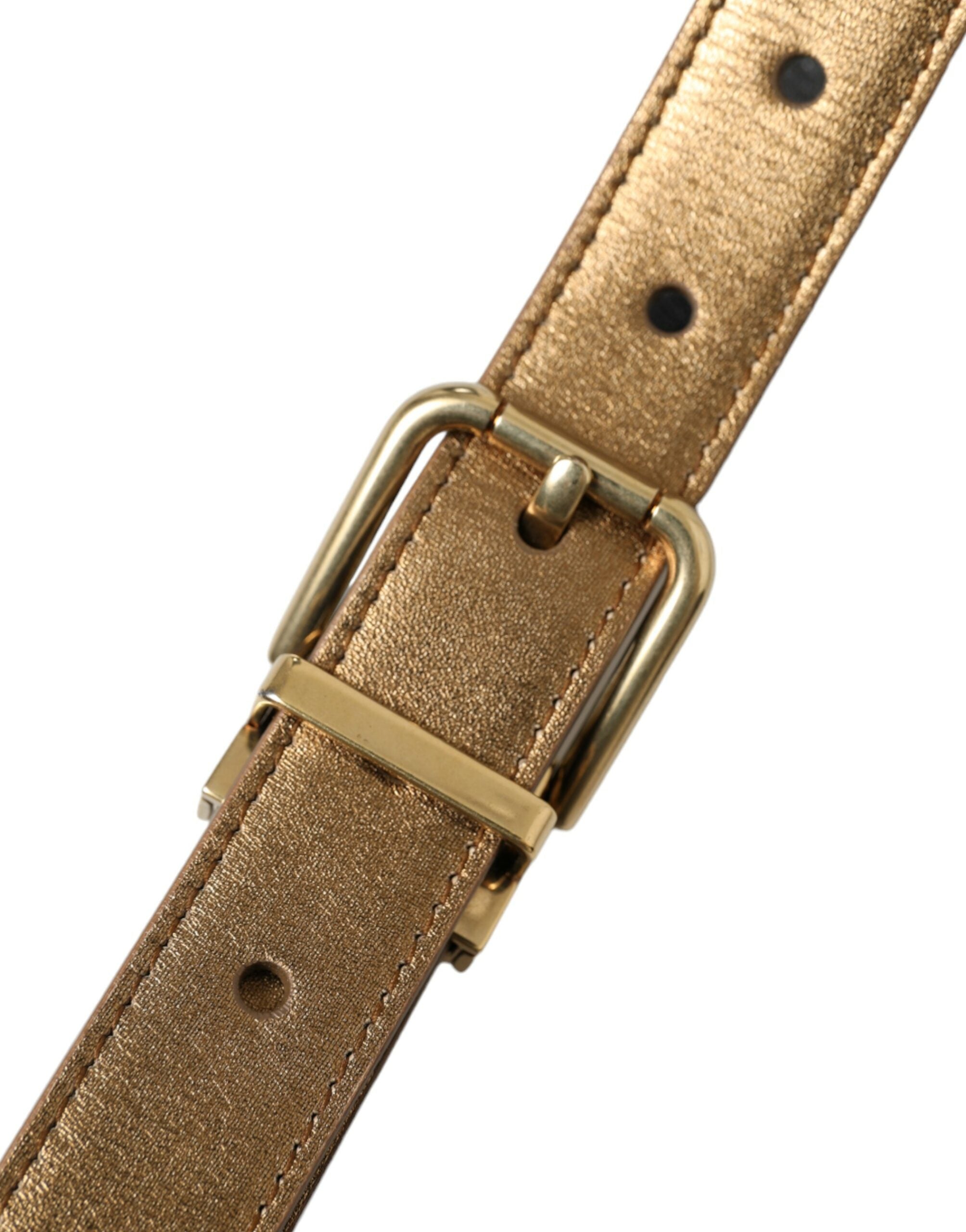 Curea din piele aurie metalică Dolce & Gabbana - Eleganță atemporală