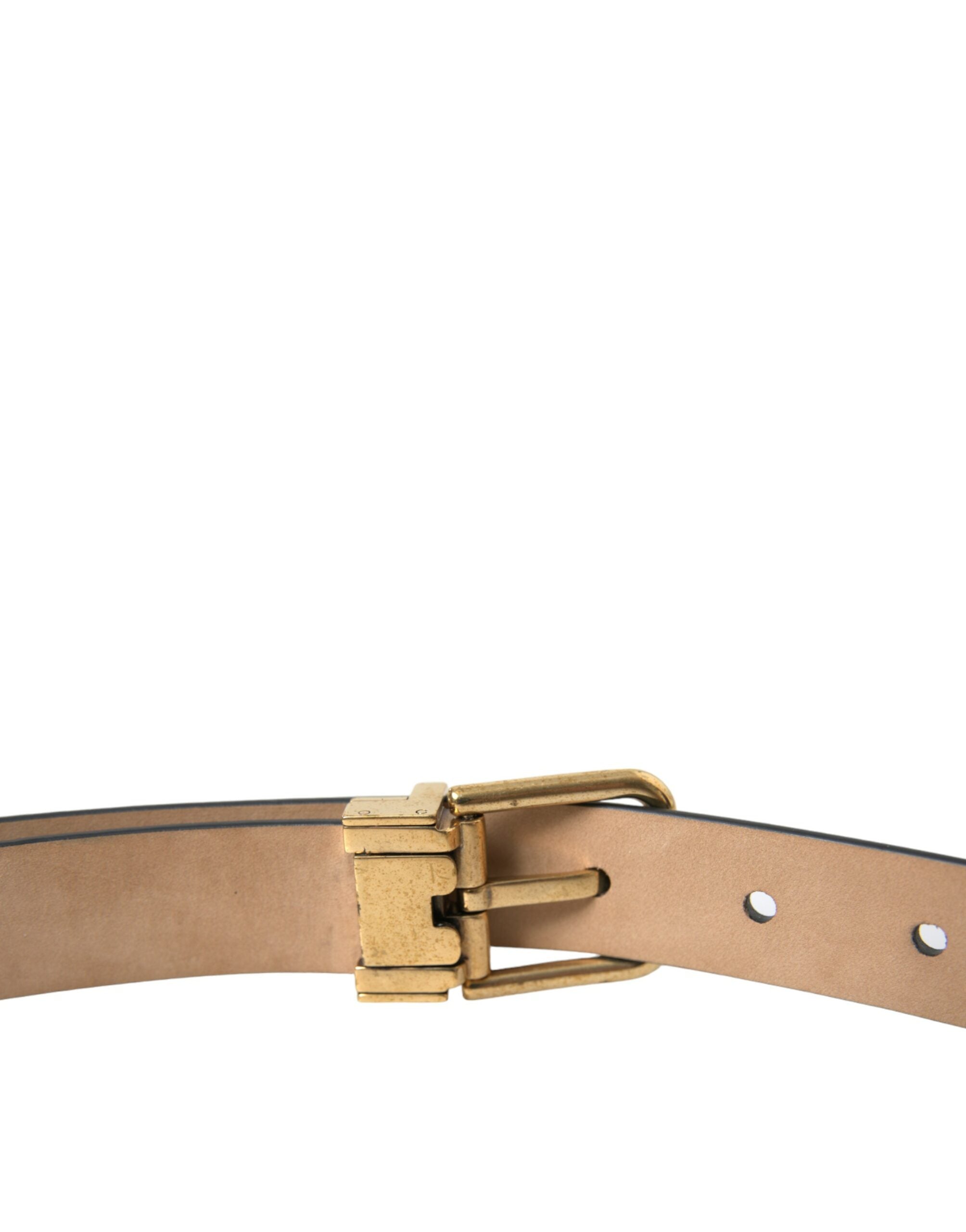 Dolce & Gabbana Eleganter schwarzer Taillengürtel aus Leder mit Logo-Schnalle