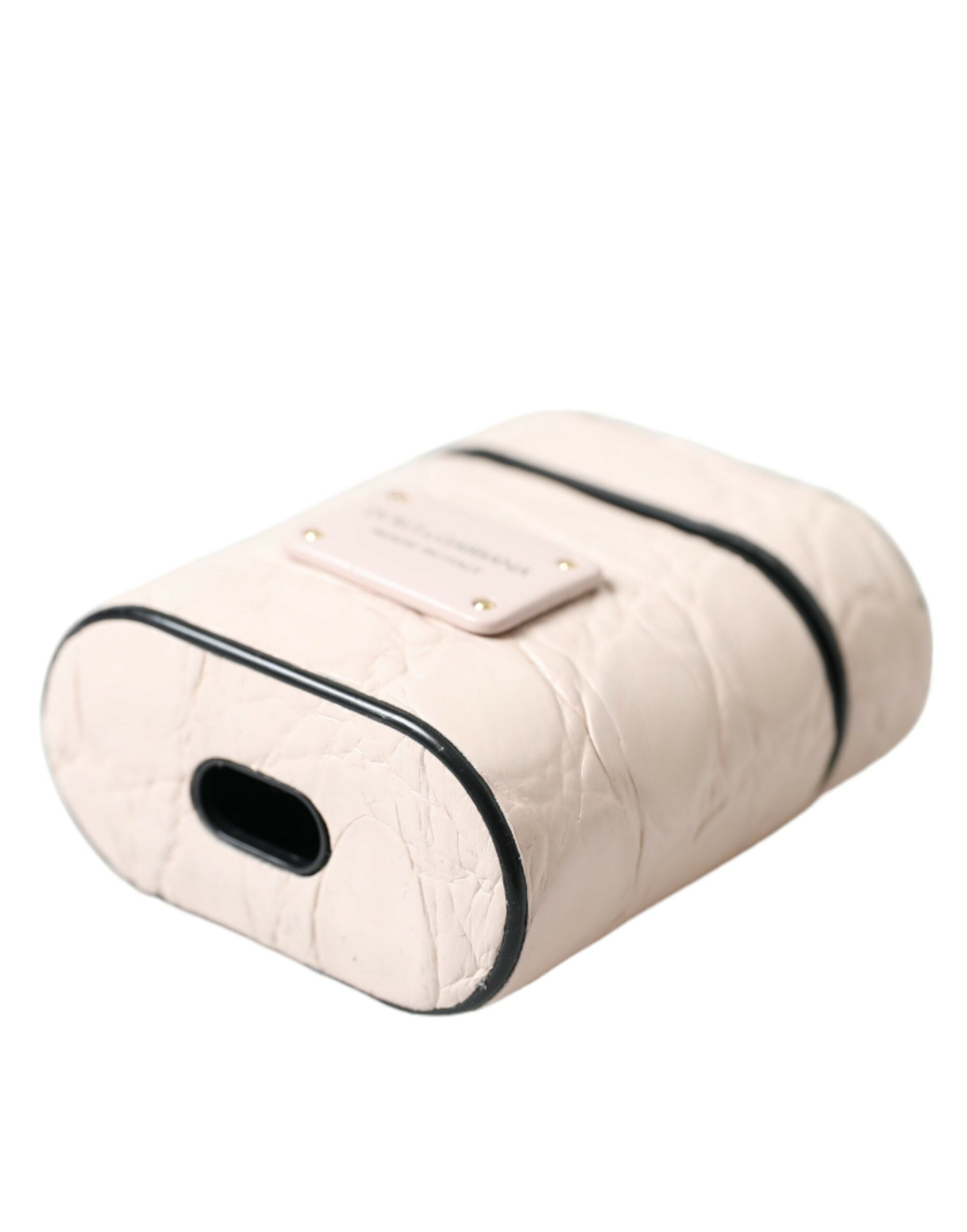 Husă elegantă Dolce & Gabbana pentru Airpods, roz deschis, din piele