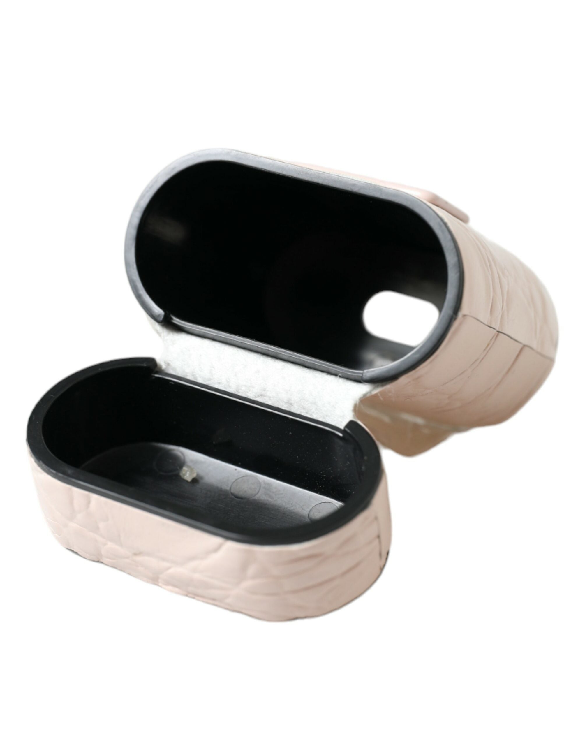 Husă elegantă Dolce & Gabbana pentru Airpods, roz deschis, din piele