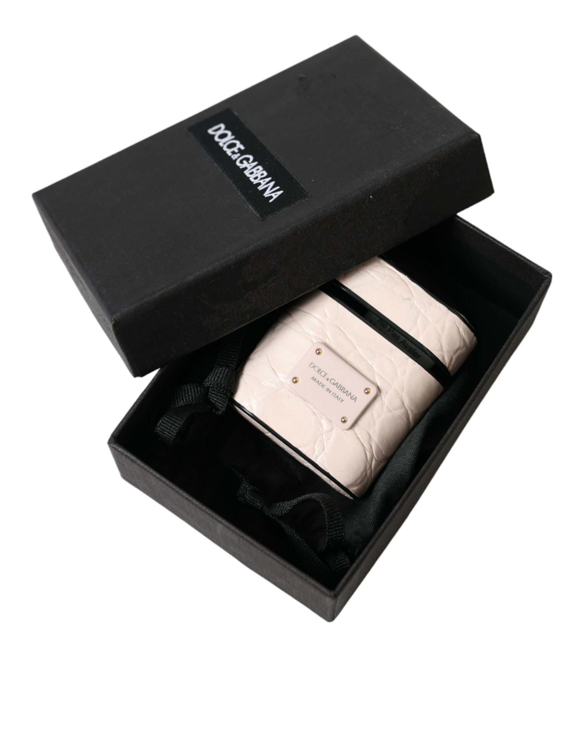 Husă elegantă Dolce & Gabbana pentru Airpods, roz deschis, din piele