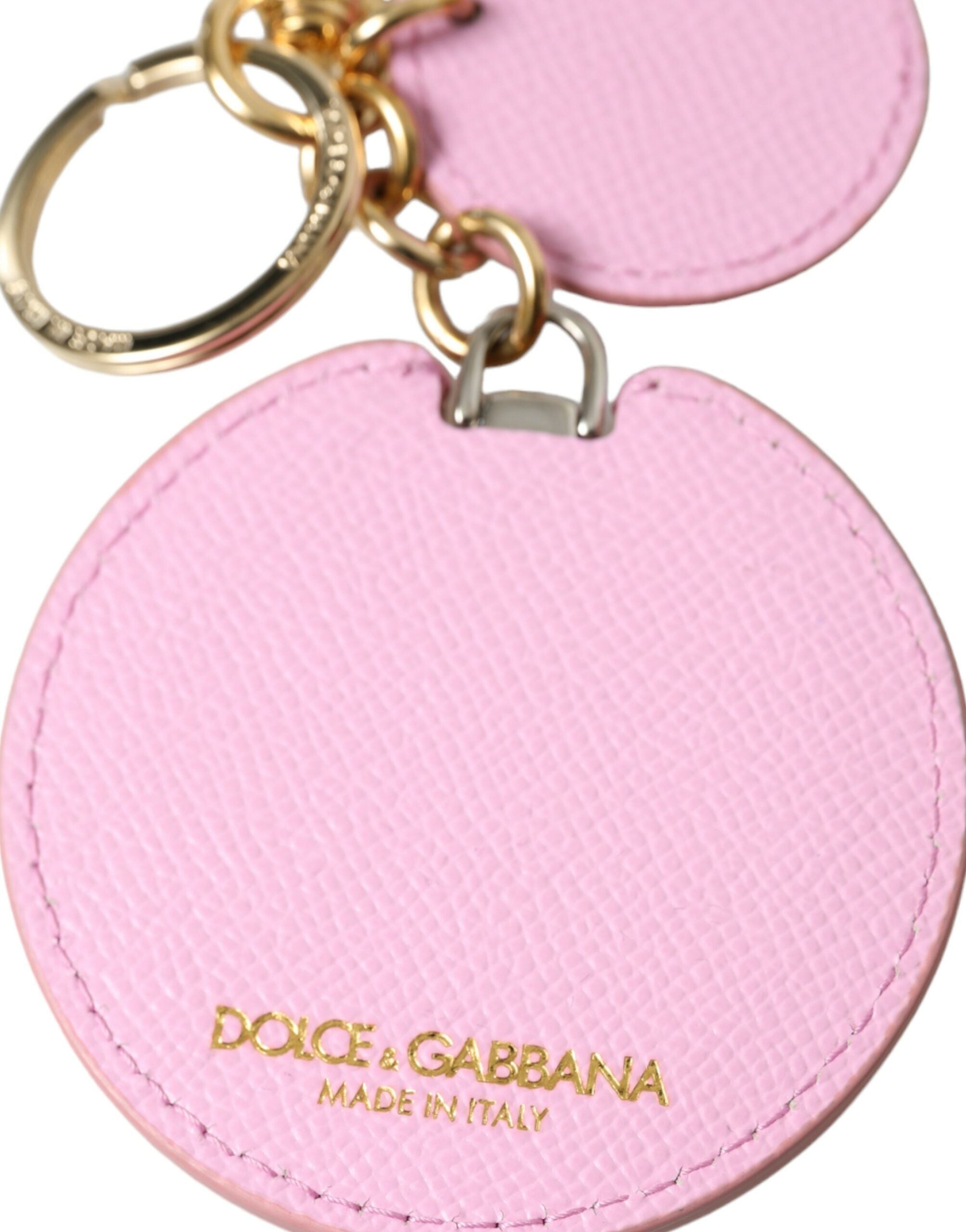 Breloc elegant din piele roz auriu Dolce & Gabbana