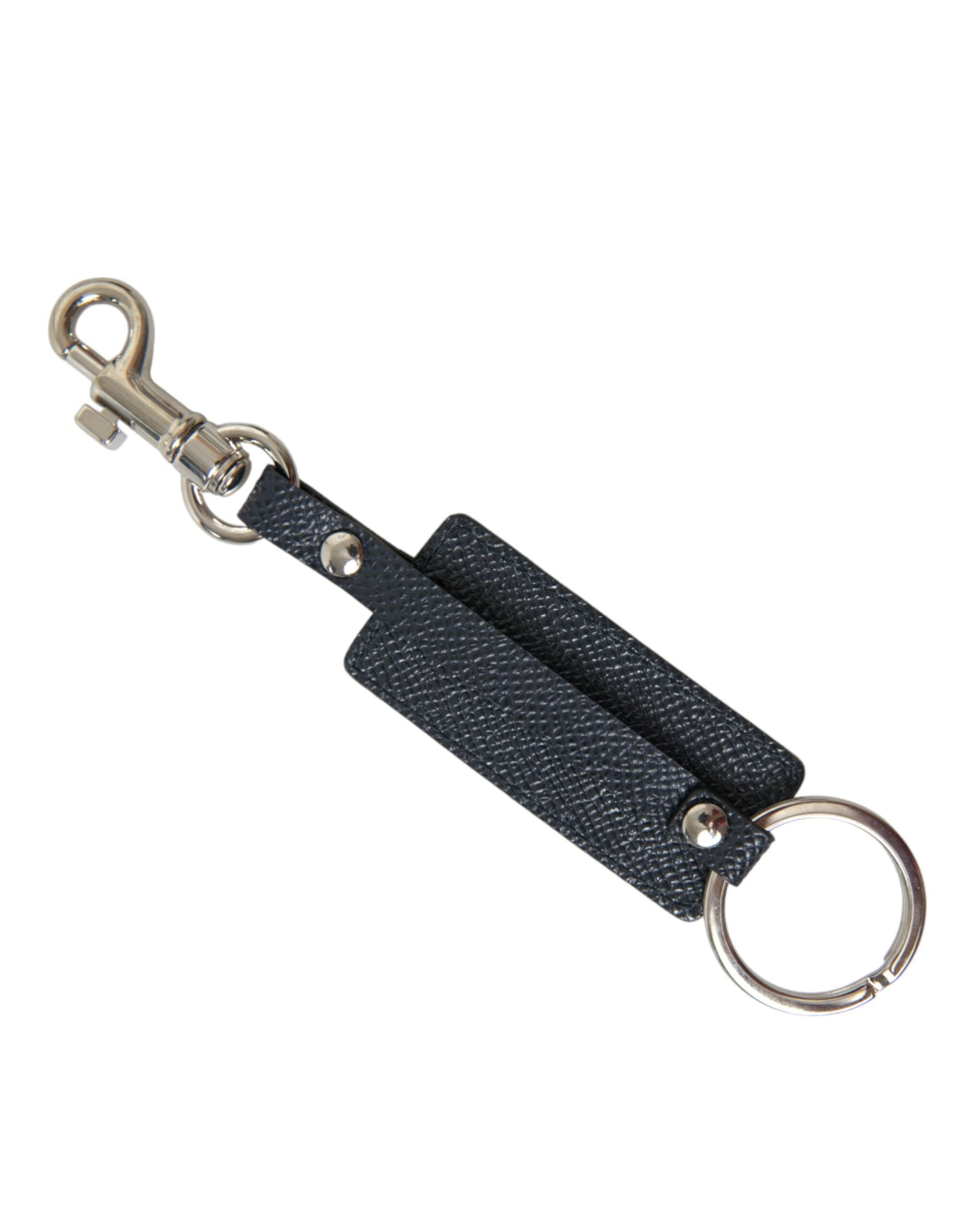 Breloc elegant din piele Dolce & Gabbana, negru și argintiu