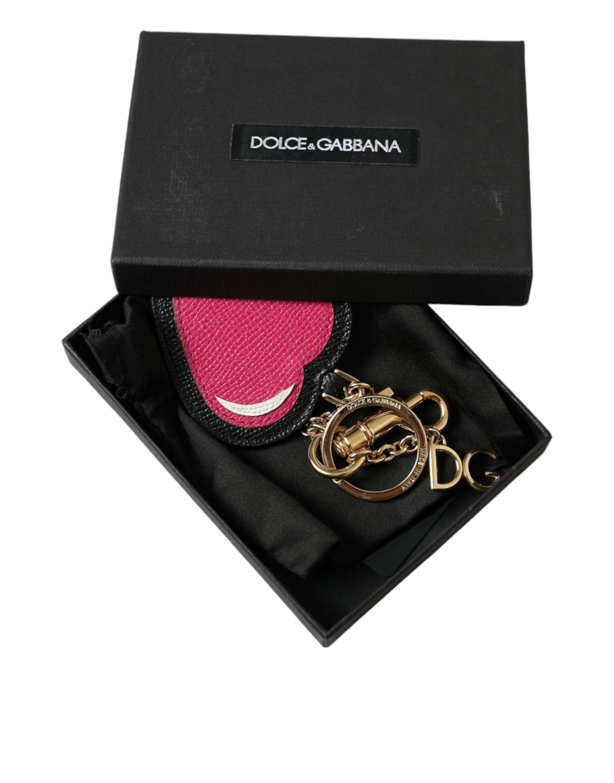 Breloc Dolce & Gabbana Superb din piele aurie și roz