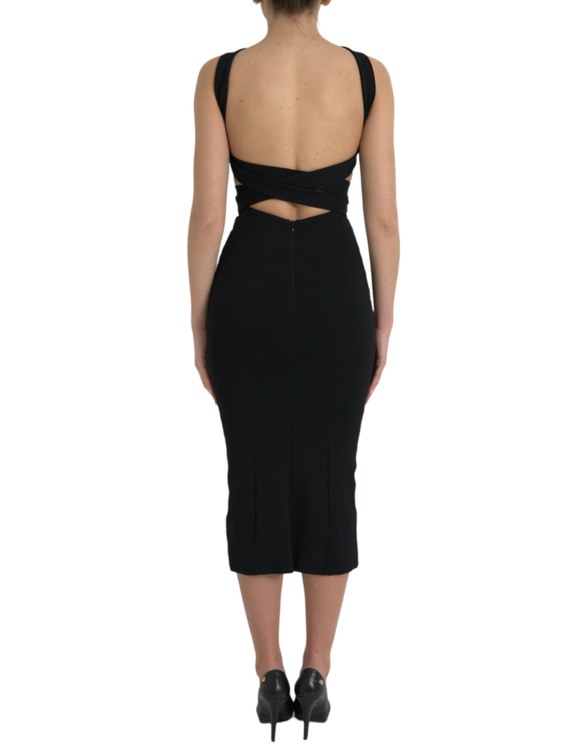 Dolce & Gabbana – Elegantes schwarzes Neckholder-Midikleid